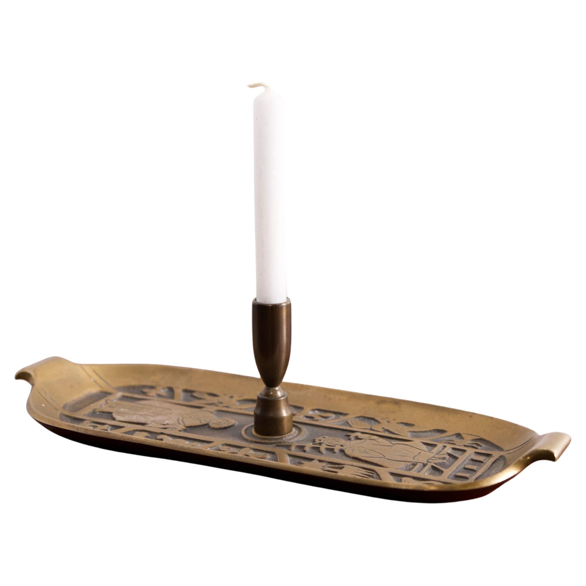 Danish Art Deco Solid Bronze candle holder dish by Nordisk Malm, 1940s