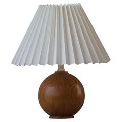Danish Art Deco Style Round Wooden Table Lamp in Pine, 1960s