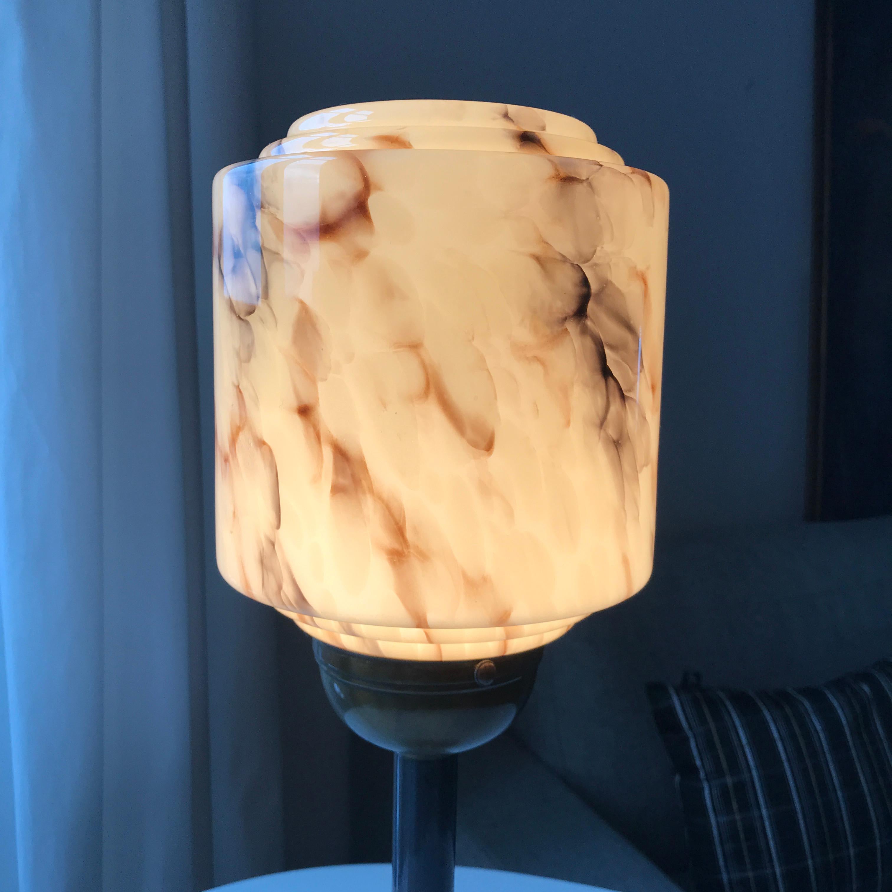 Opaline Glass Danish Art Deco Table Lamp Voss For Sale