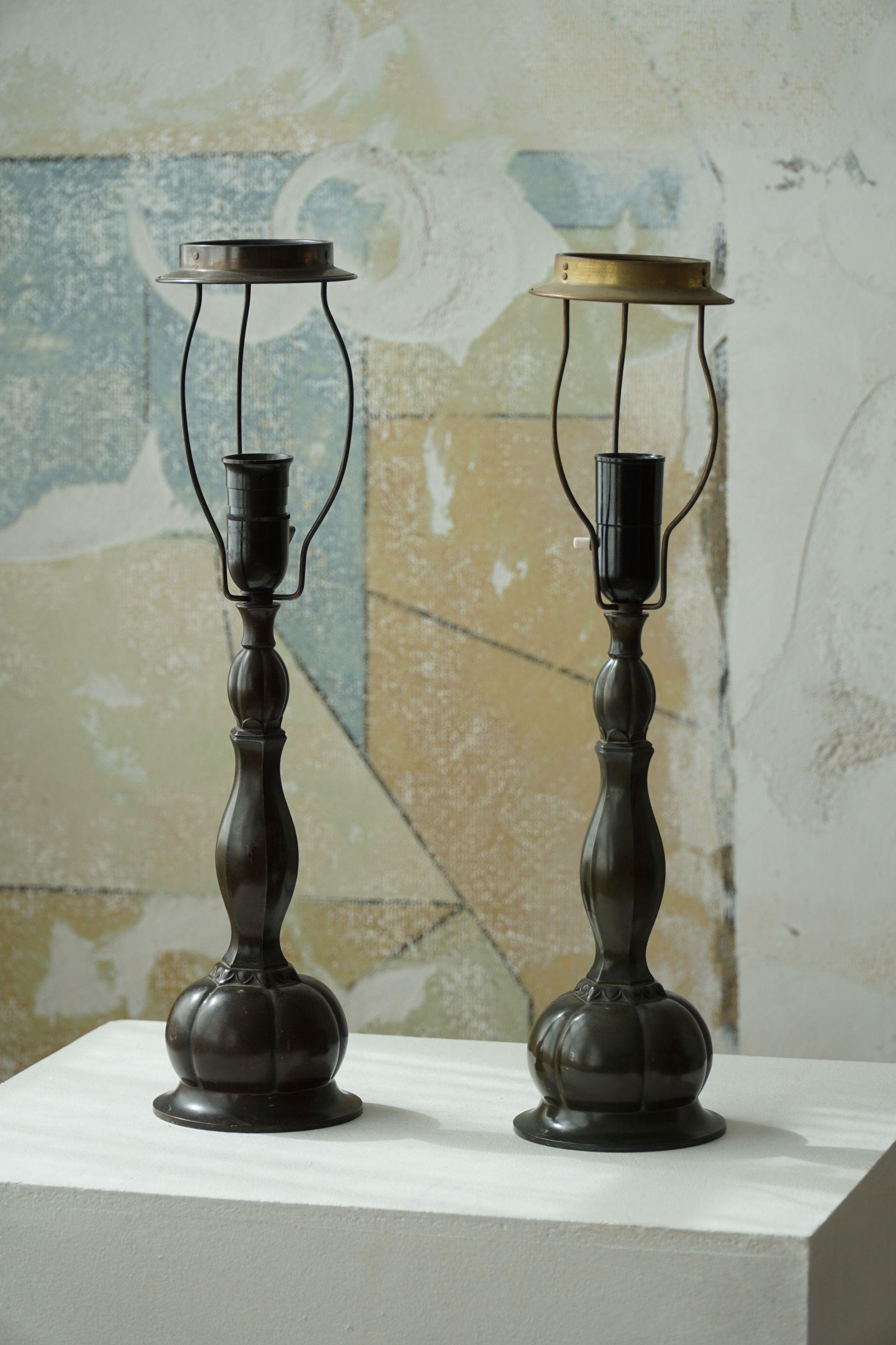 Danish Art Deco Table Lamps from Just Andersen in Diskometal, Model D80, 1920s 9