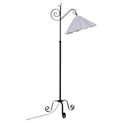 Danish Art Deco Tripod Floor Lamp in Wrought Iron, 1940s.