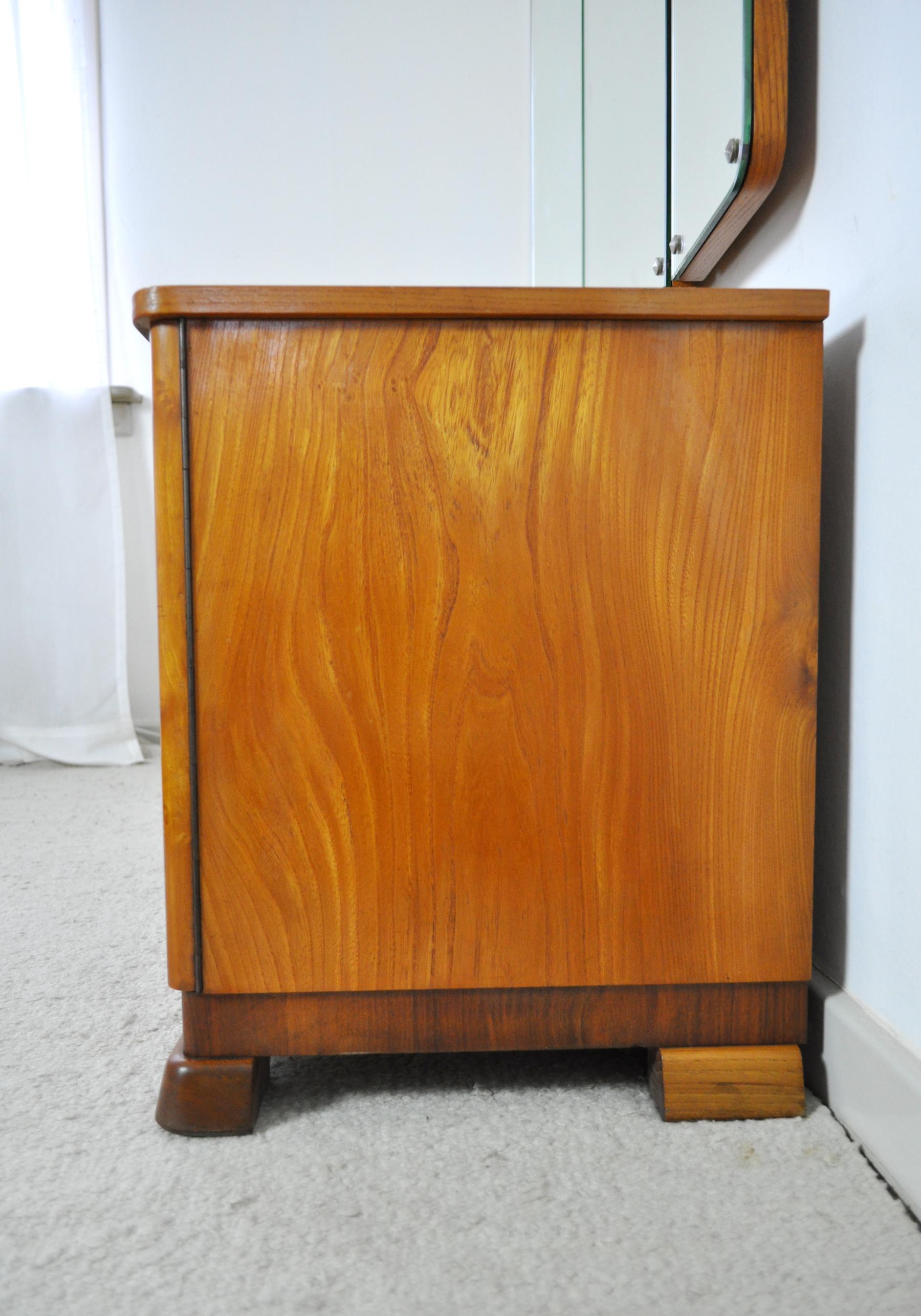 Danish Art Deco Vanity Desk with Tri-Folding Mirrors, 1930s For Sale 3