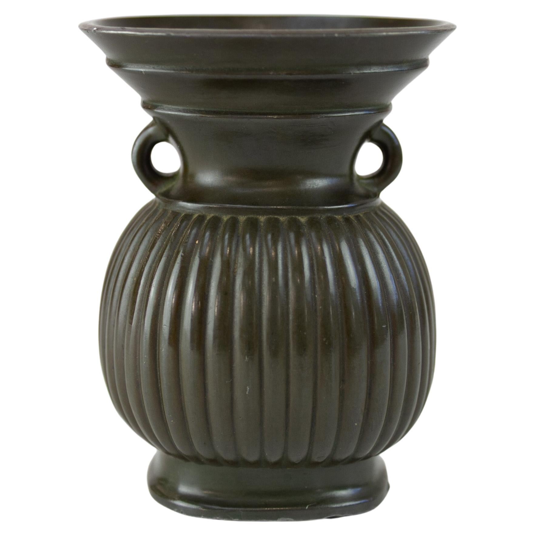 Danish Art Deco Vase in Disko Metal by Just Andersen, 1930s.