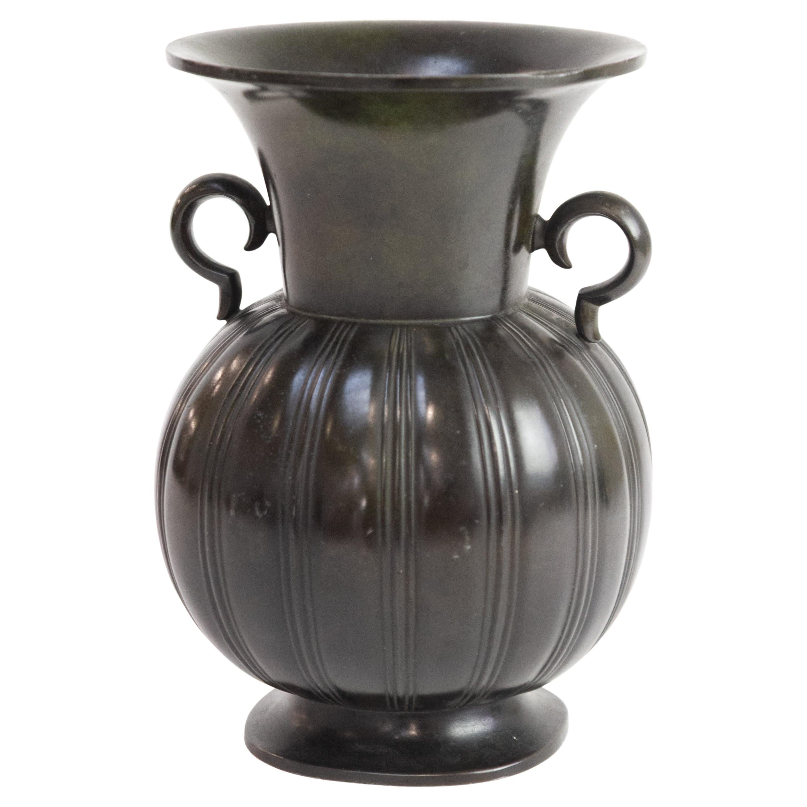 Danish Art Deco Vase in Disko Metal by Just Andersen, 1930s. For Sale