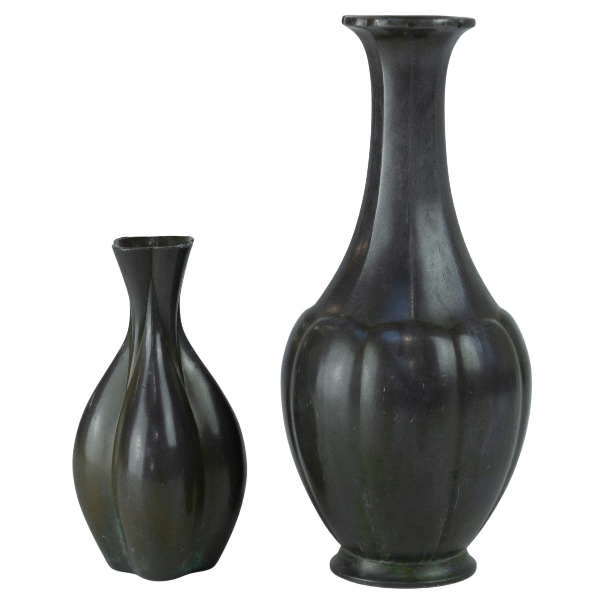 Danish Art Deco Vases by Just Andersen, 1940s. Set of 2. in vendita