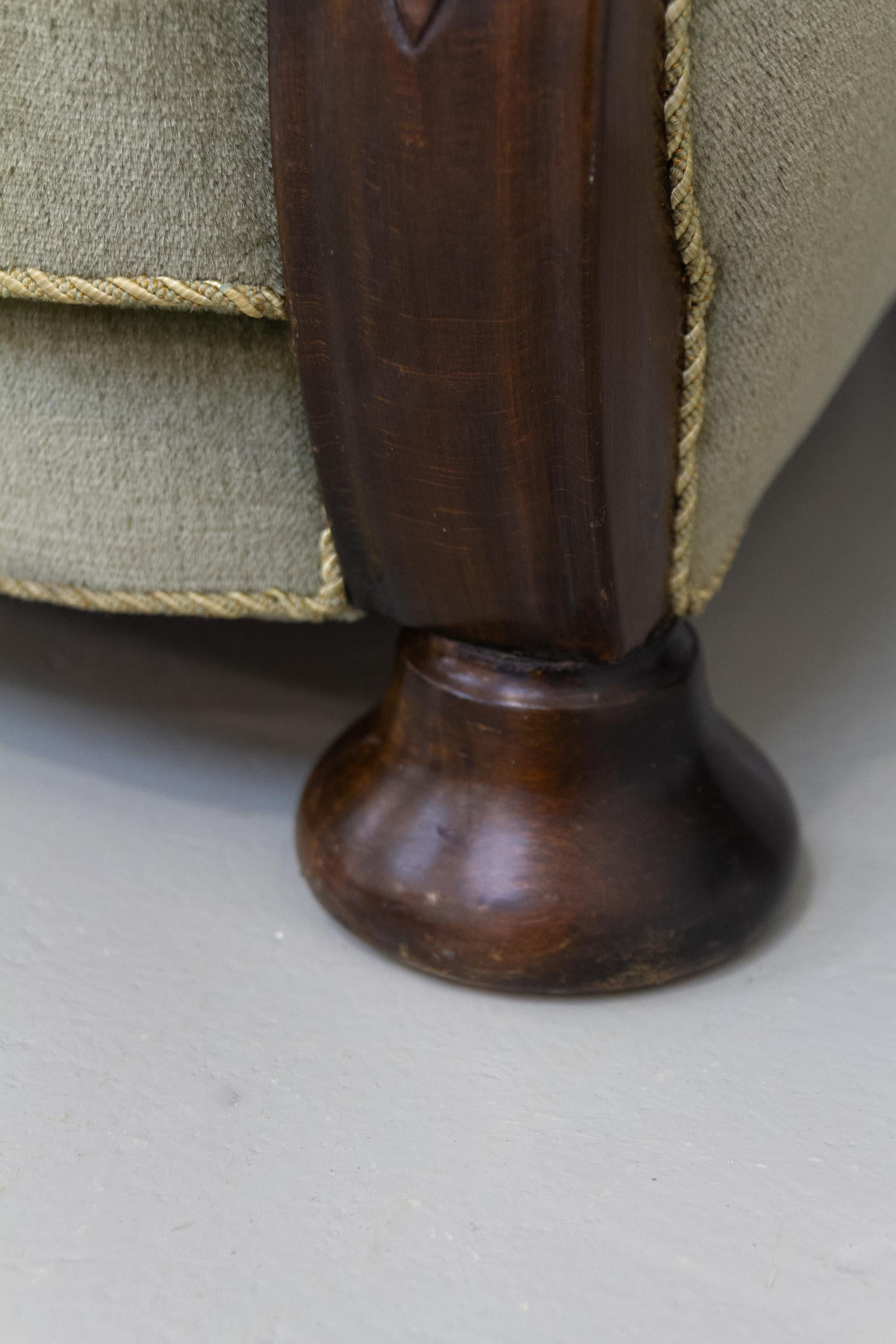 Canapé serpentin en velours art déco danois, années 1930. en vente 8