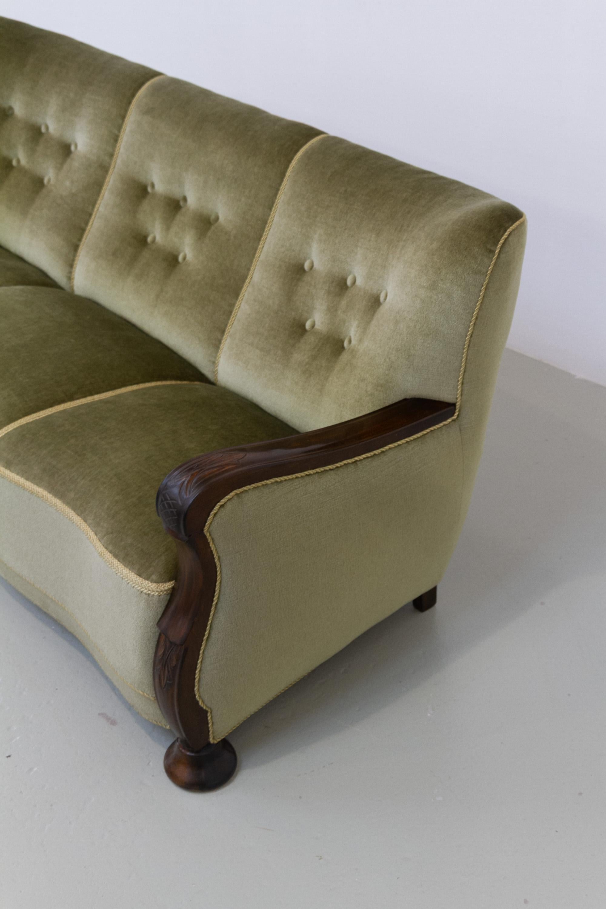 Canapé serpentin en velours art déco danois, années 1930. en vente 2