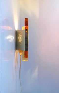 Danish Art Glass and Gilt Wall Sconce Rustik by Hassel & Teudt, 1960s