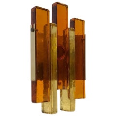 Danish Art Glass and Gilt Wall Sconce Rustik by Hassel & Teudt, 1960s