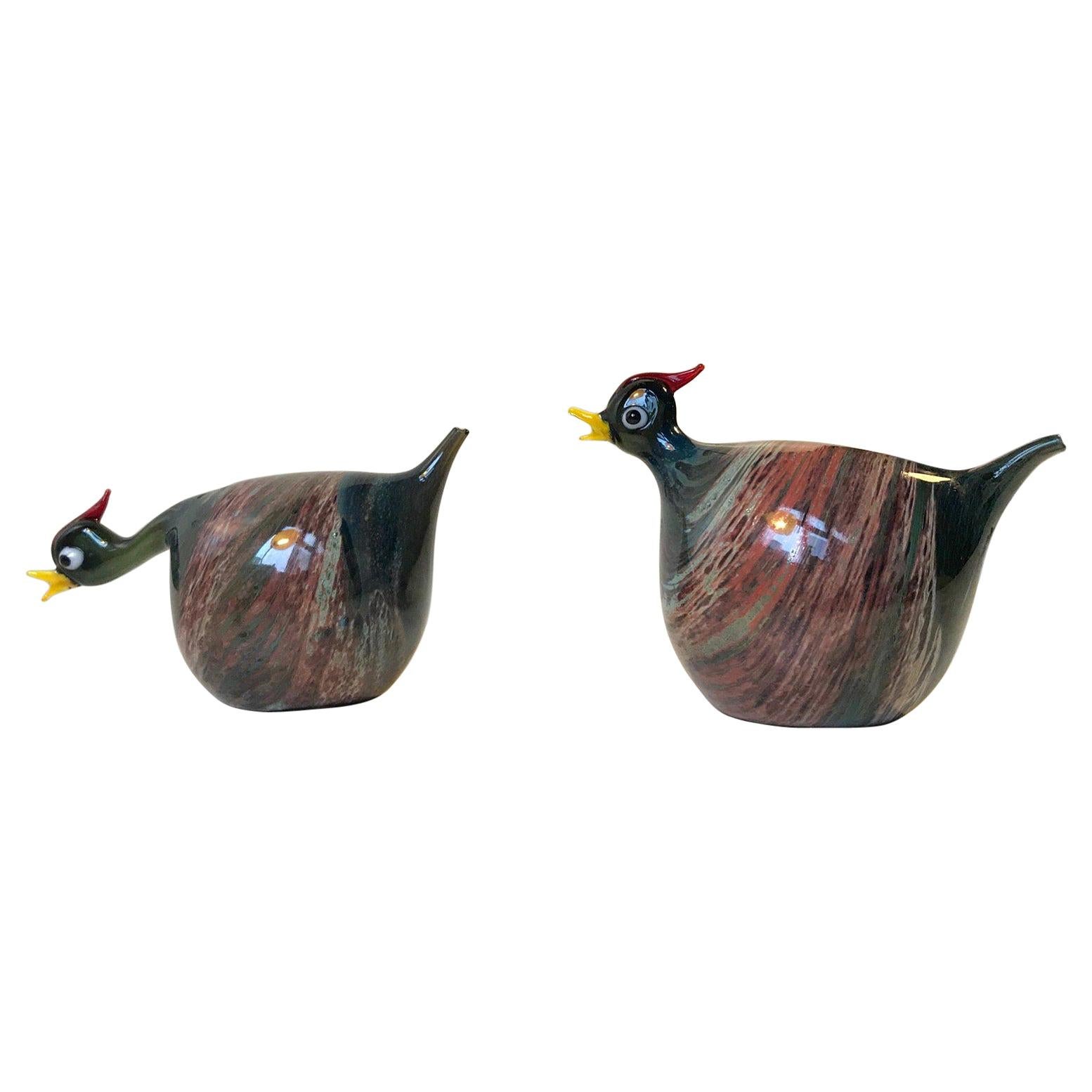 Figuritas de gallina de vidrio artístico danés, años 80