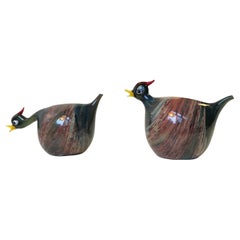 Danish Art Glass Hen Figurines by Ulrika & John Poulsen, 1980s