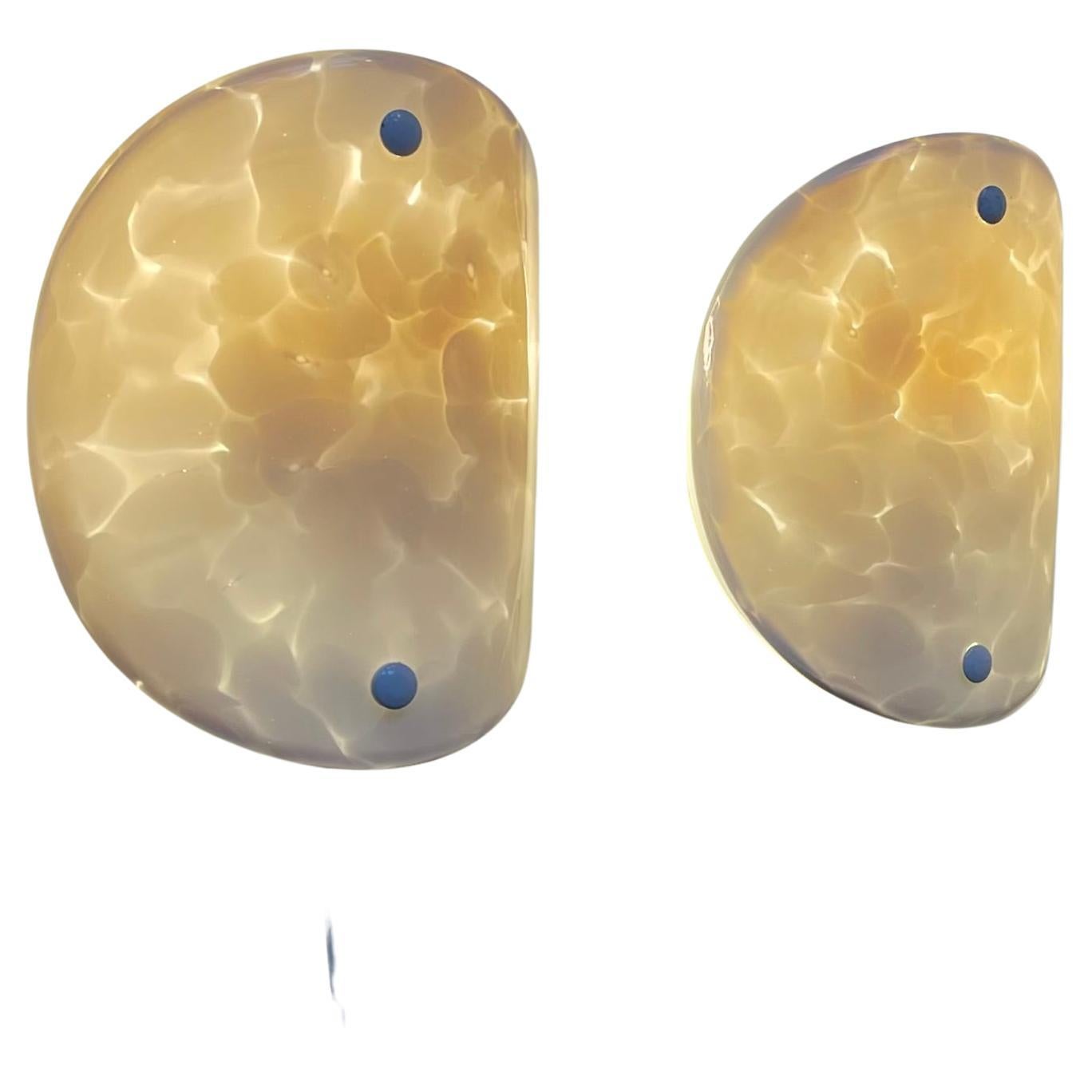Danish Art Glass Wall Sconces 'Clouds' by Holmegaard, 1980s, Set of 2