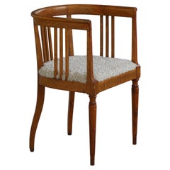 Sillón Art Nouveau danés de roble con asiento tapizado de lana de cordero, principios del siglo XX