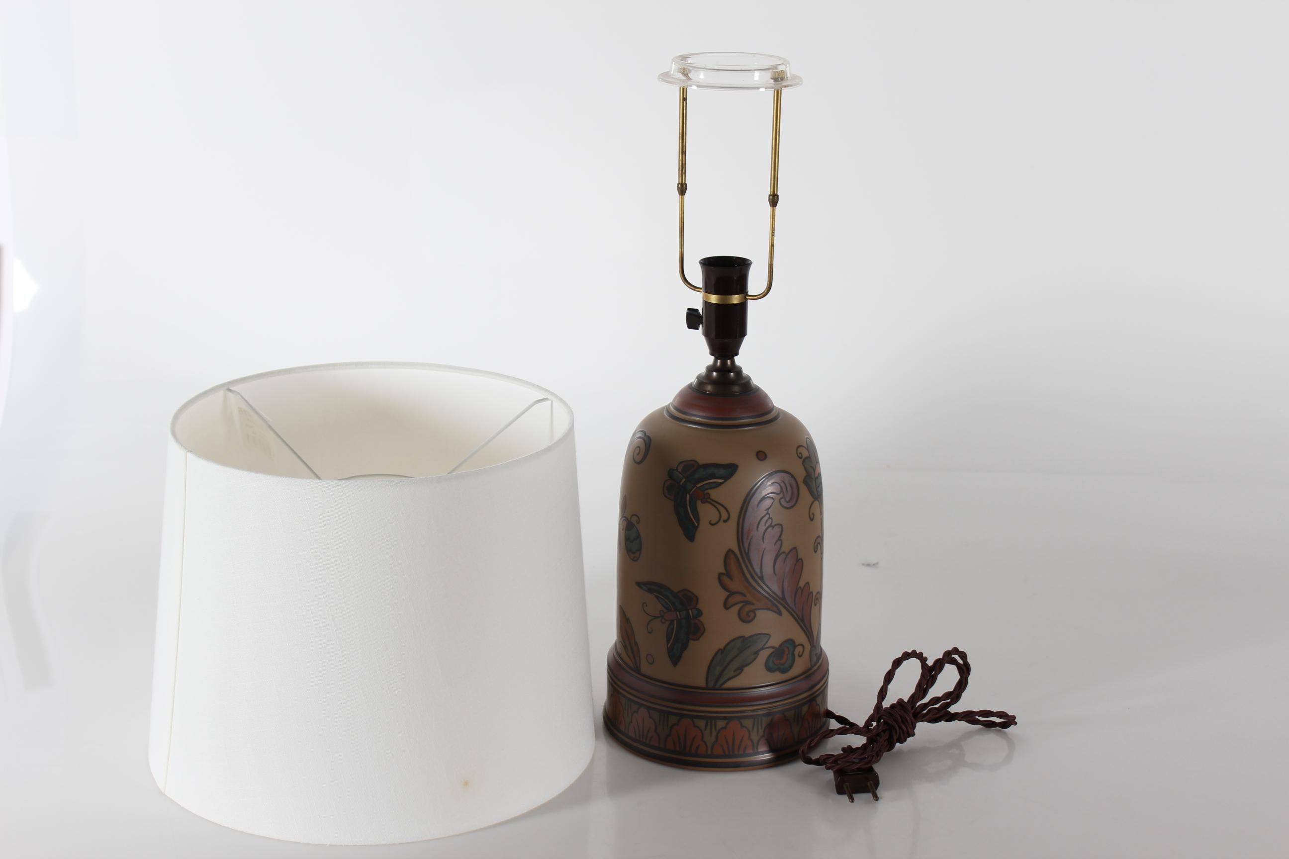 Danish Art Nouveau Butterfly Table Lamp by L. Hjorth Ceramic Bornholm 1920s For Sale 8