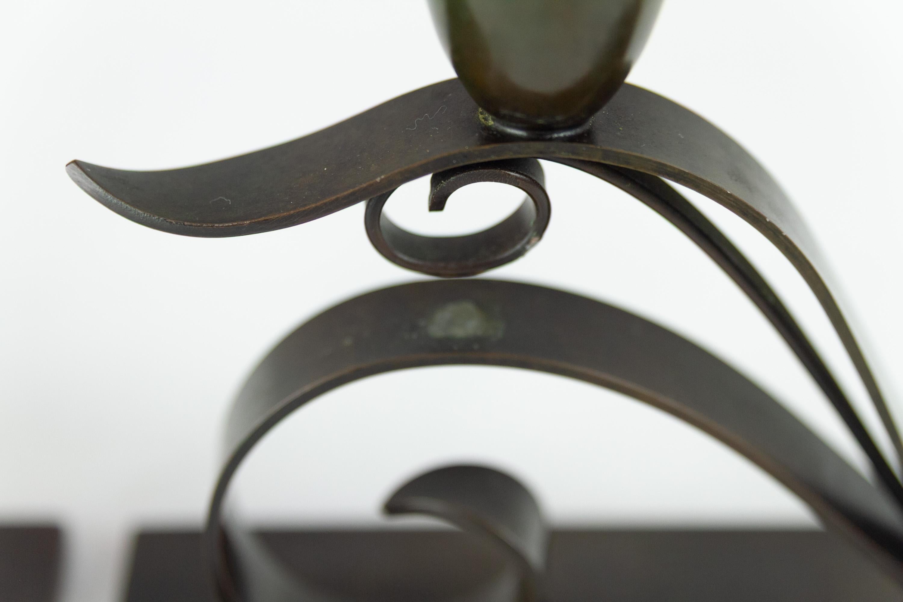 Portacandele danese in stile Art Nouveau di H. H. Bronzo, anni '20. Set di 2. in vendita 7