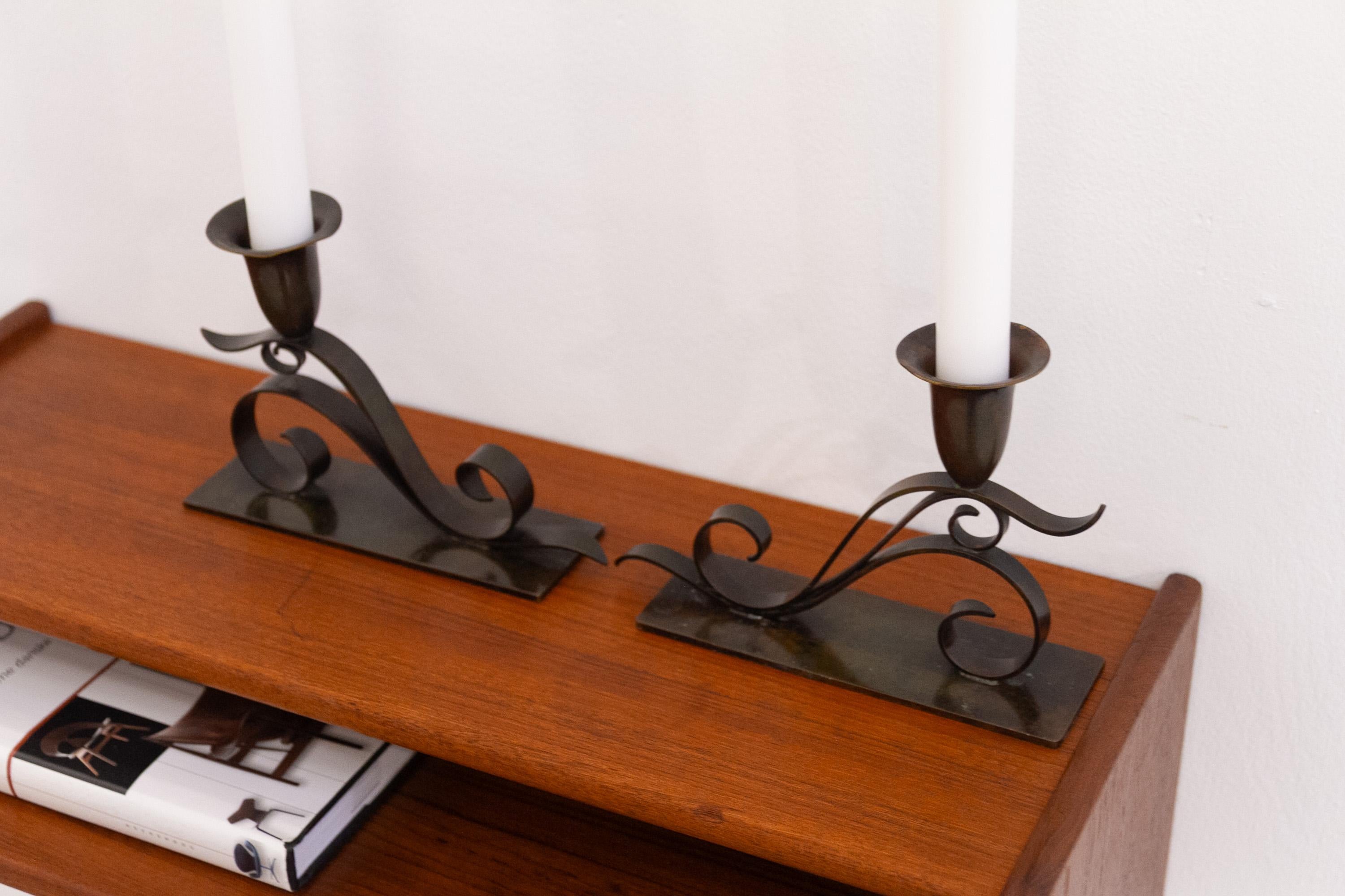 Portacandele danese in stile Art Nouveau di H. H. Bronzo, anni '20. Set di 2. in vendita 11