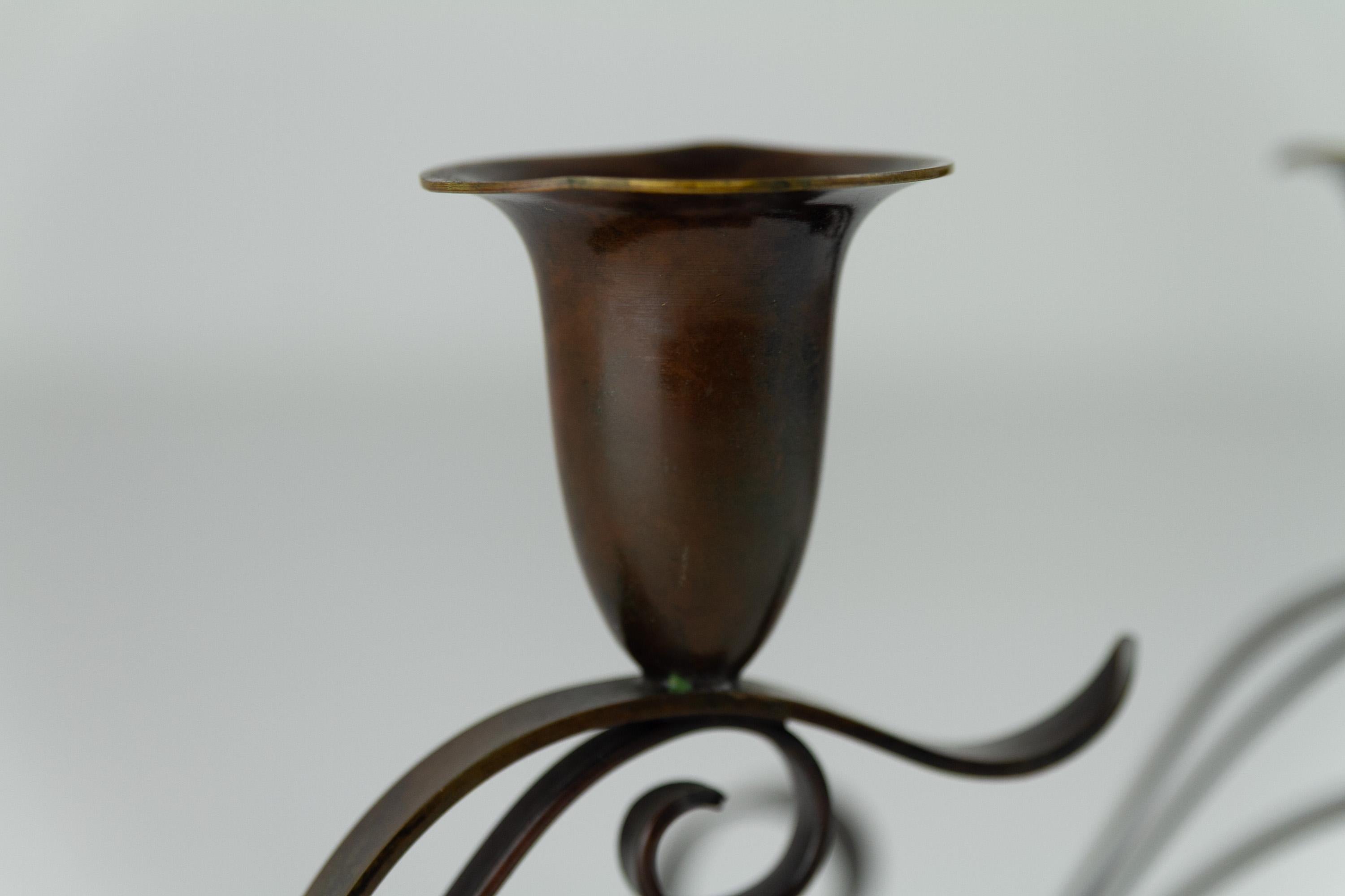 Portacandele danese in stile Art Nouveau di H. H. Bronzo, anni '20. Set di 2. in vendita 4