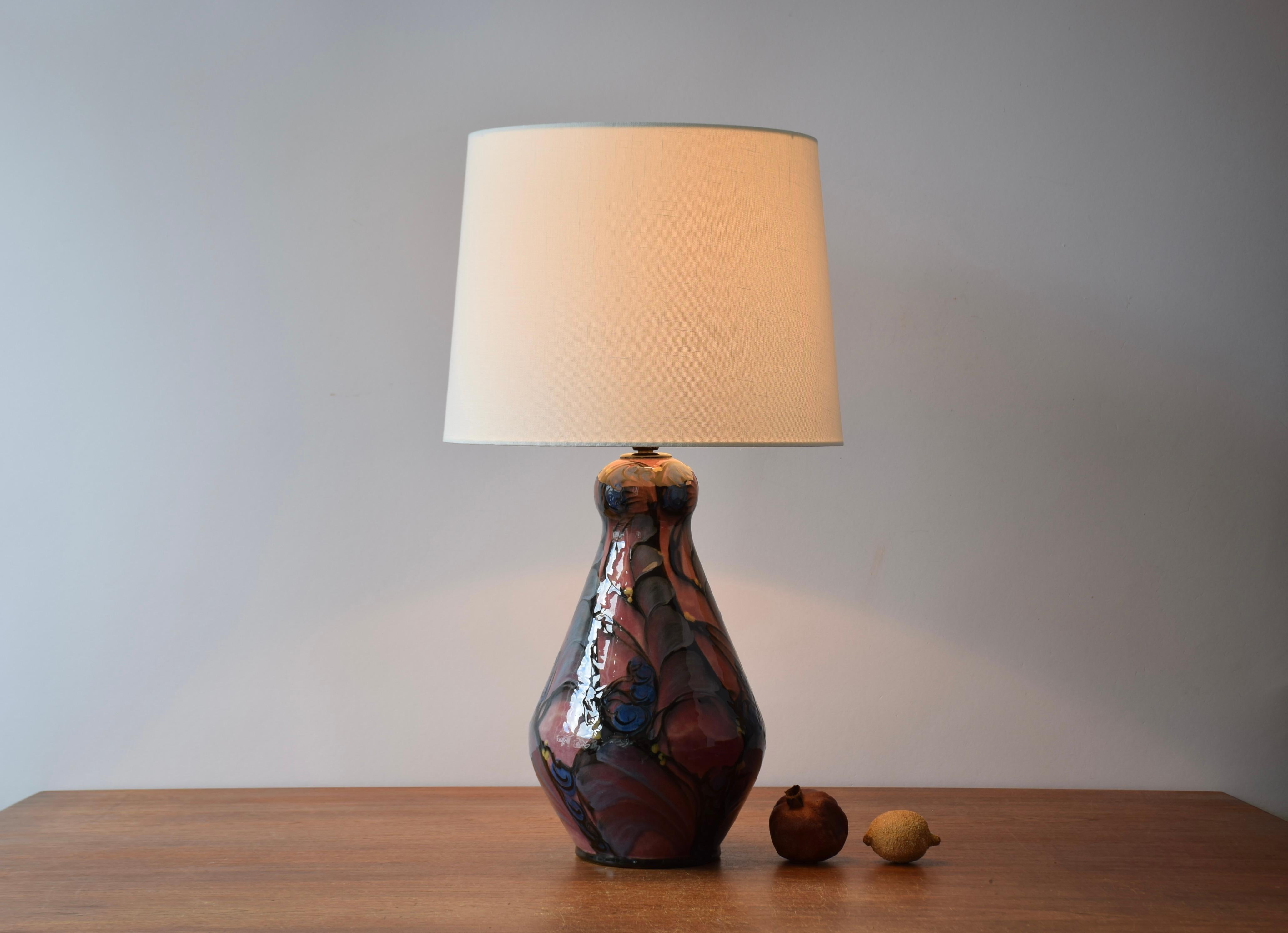 Tall ceramic table lamp in the Danish 