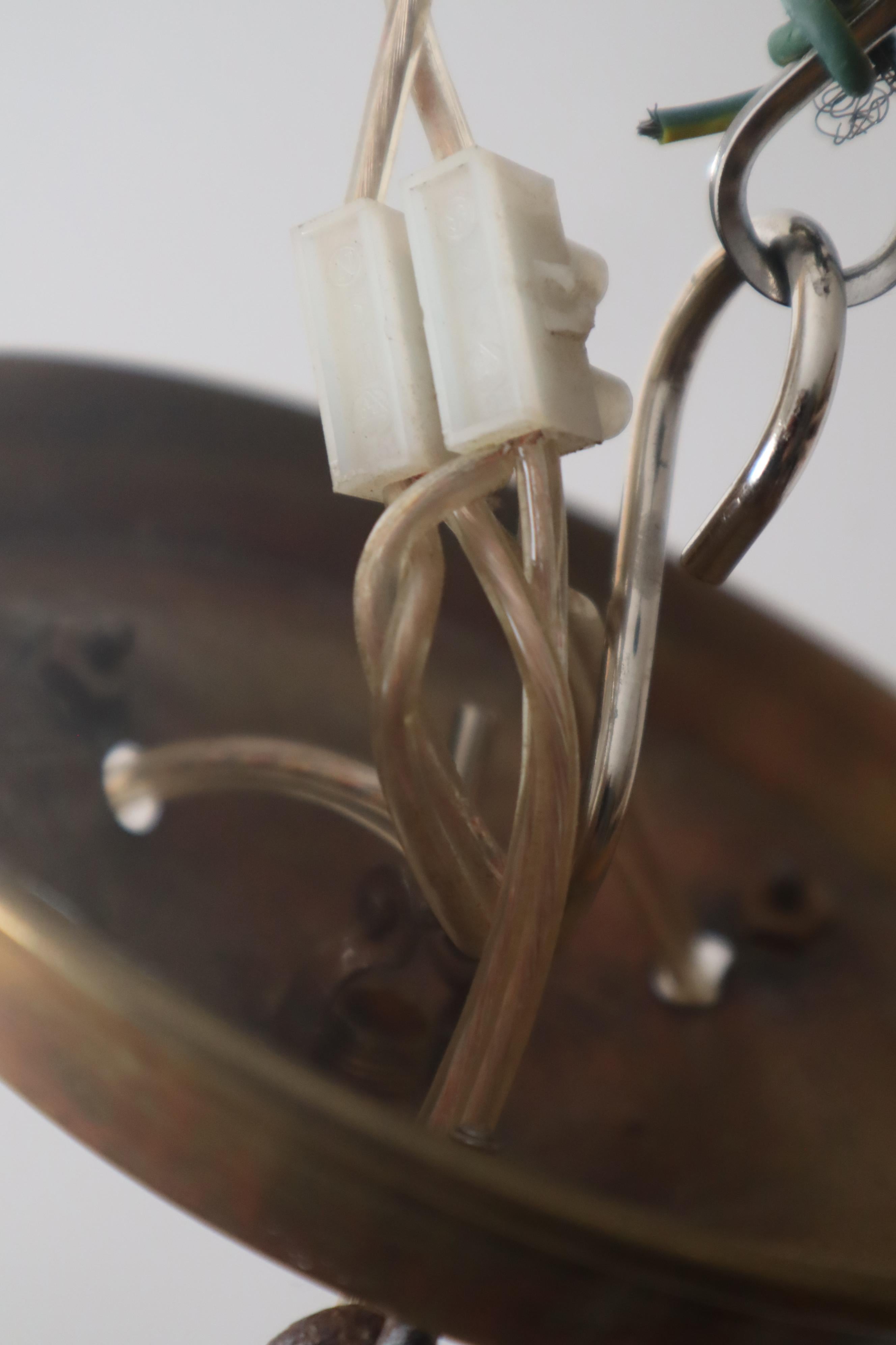 Lampadario danese Art Nouveau in ottone, rame e ceramica del 1910 circa in vendita 1
