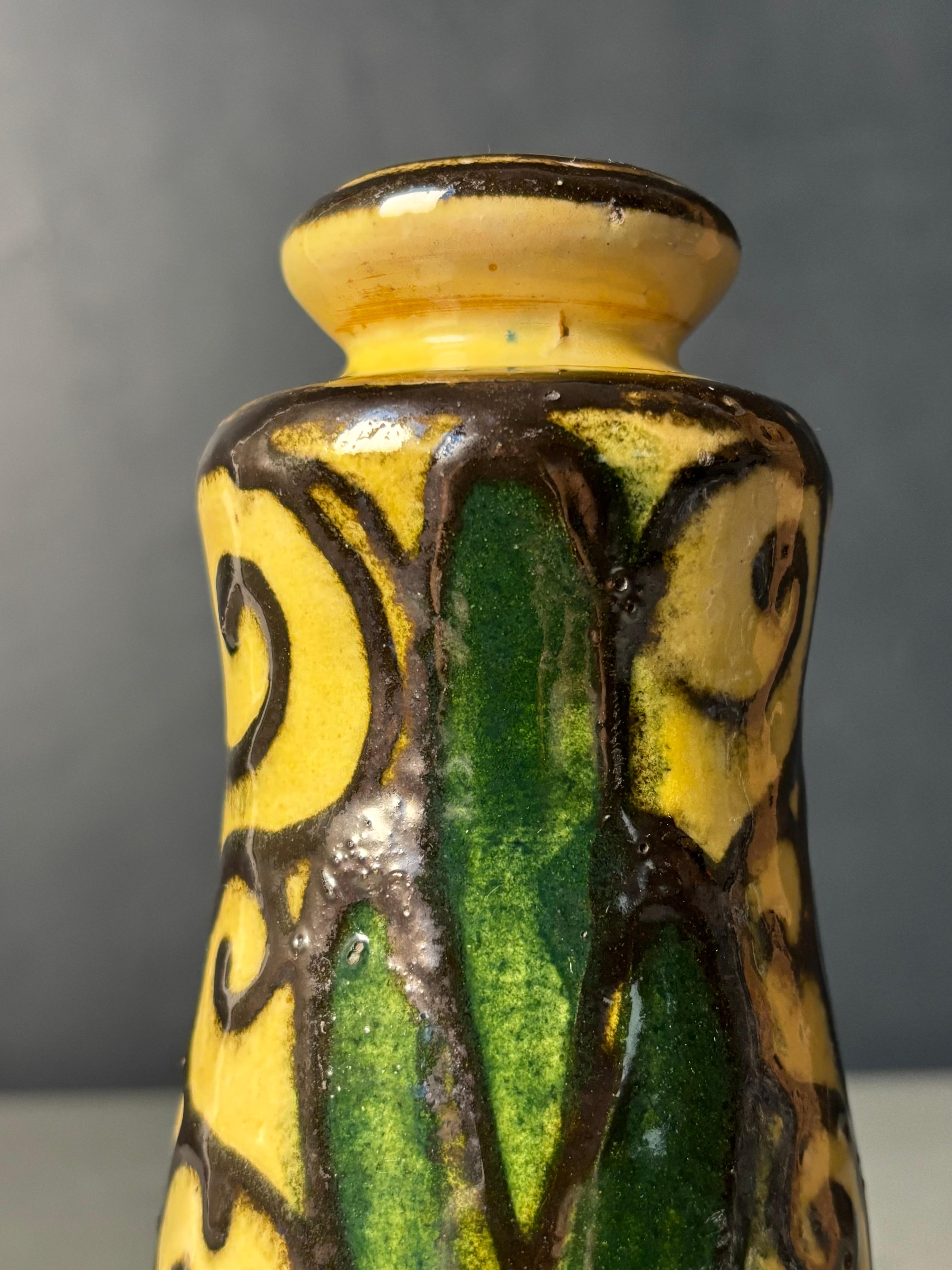 Smaltato Vaso danese Art Nouveau con corna di mucca smaltate, anni '30 in vendita