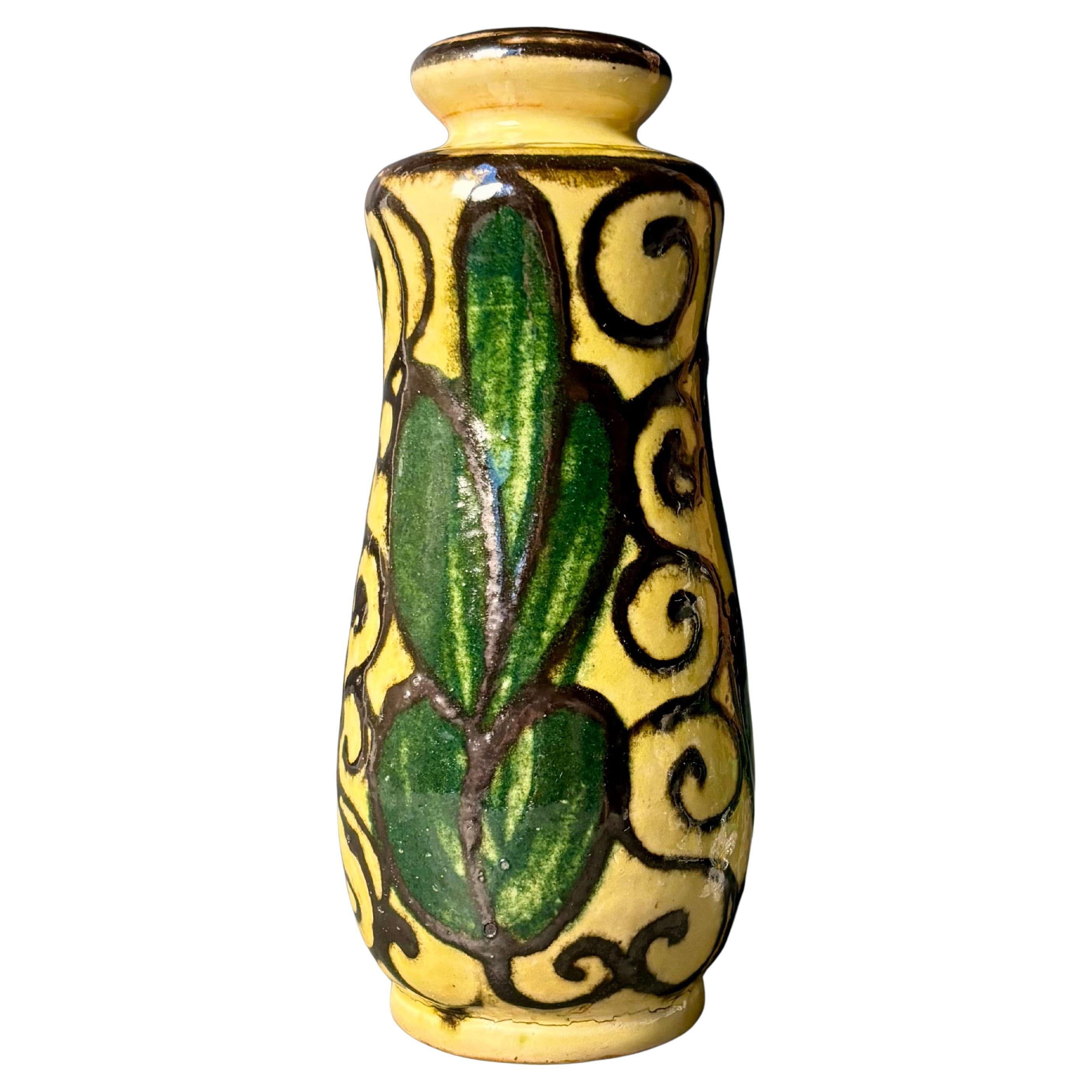Danish Art Nouveau Cowhorn Glazed Vase, 1930s