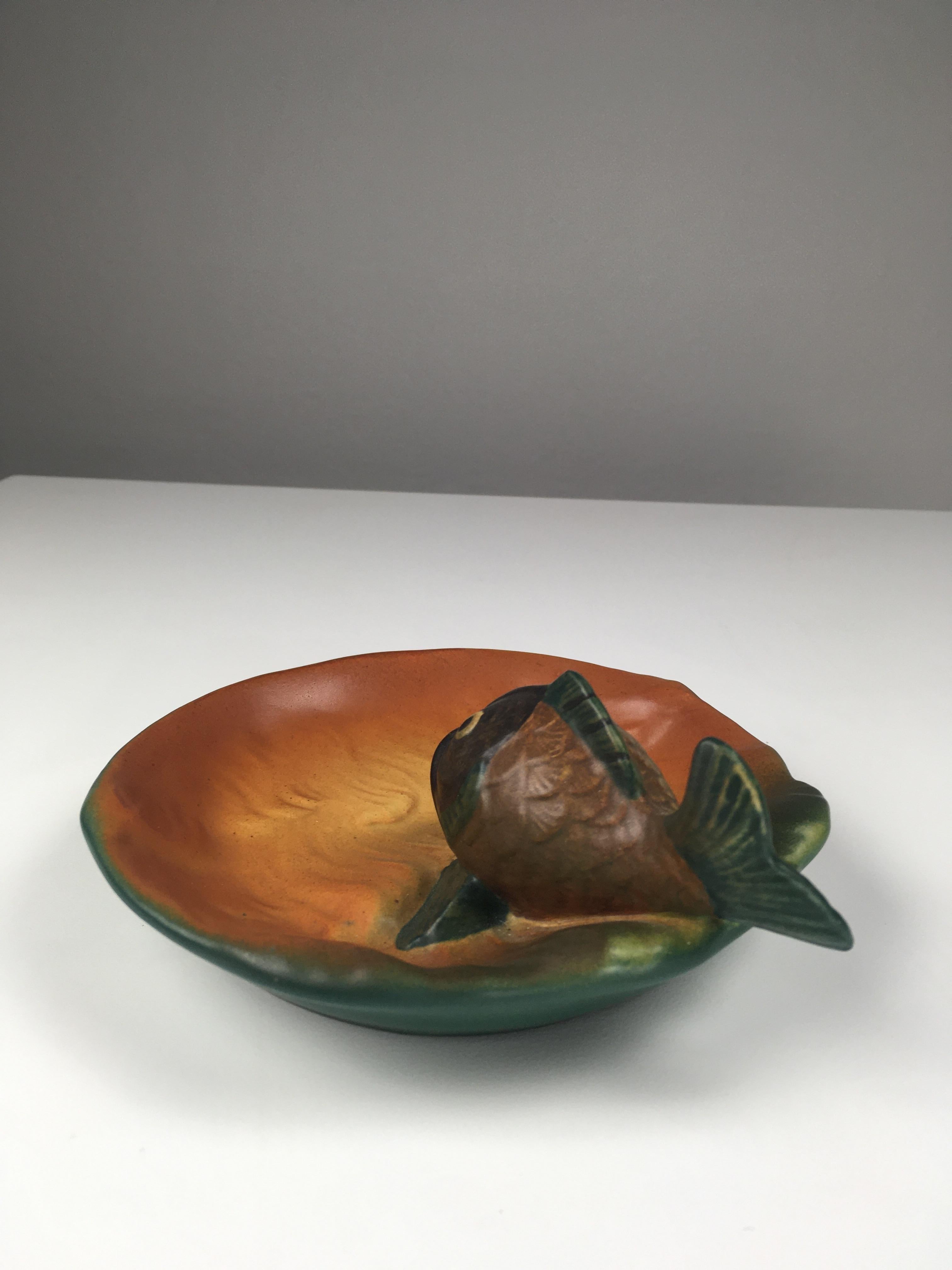 Hand-Crafted Danish Art Nouveau Fish Ash Tray / Bowl by Axel Sorensen for P. Ipsens Enke For Sale