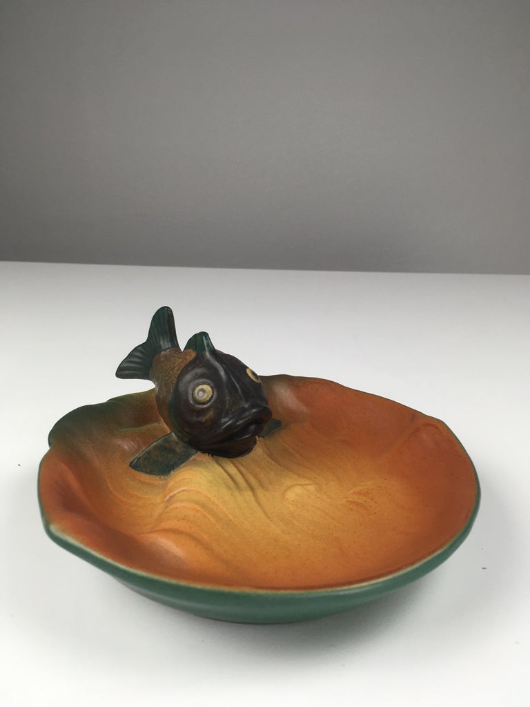 Danish Art Nouveau Fish Ash Tray / Bowl by Axel Sorensen for P. Ipsens Enke For Sale 2