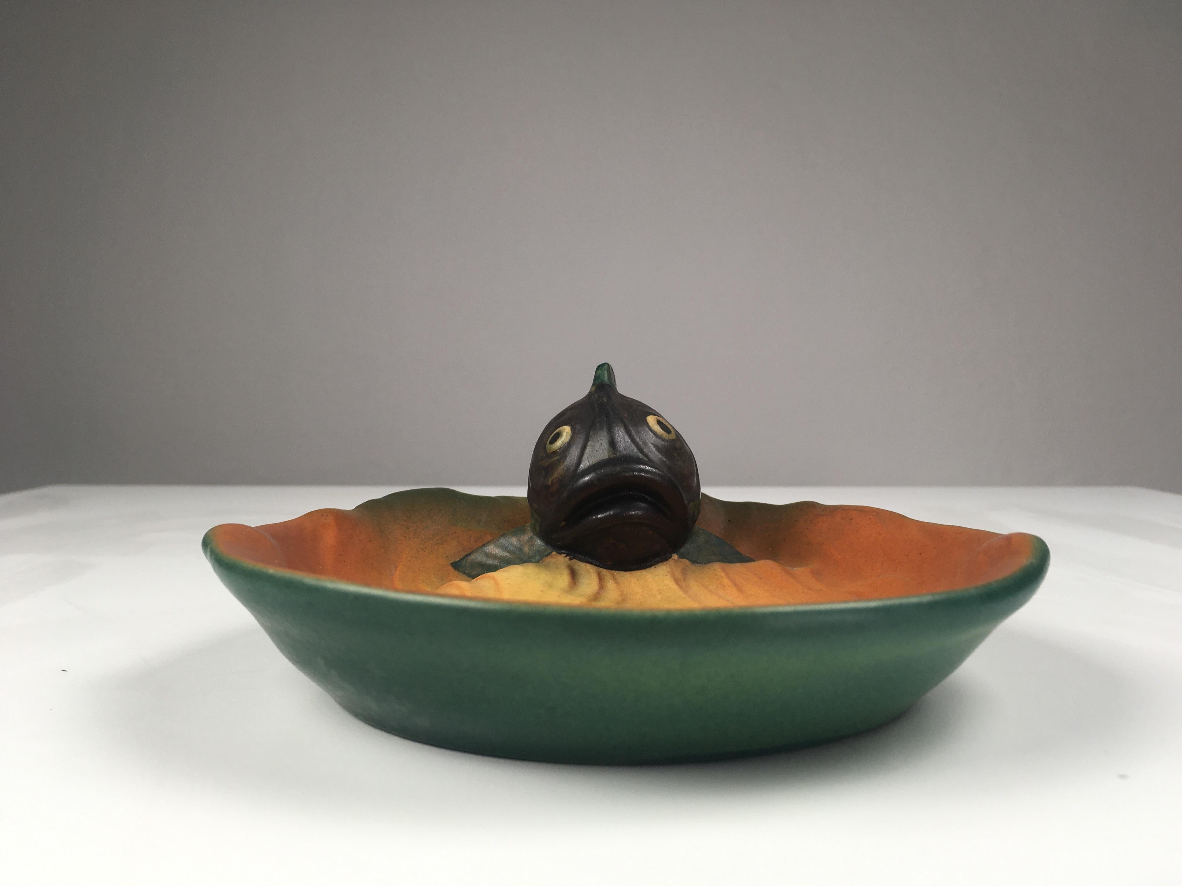 Danish Art Nouveau Fish Ash Tray / Bowl by Axel Sorensen for P. Ipsens Enke For Sale 2