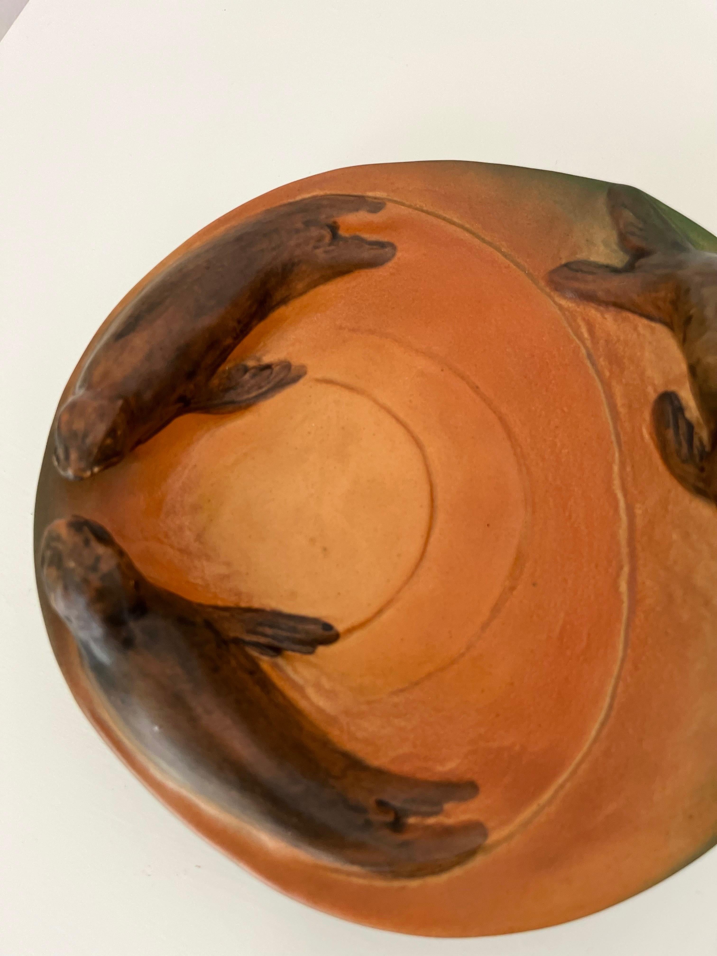 Ciotola danese Art Nouveau con leoni marini di P. Ipsens Enke, 1910/1920 in vendita 4