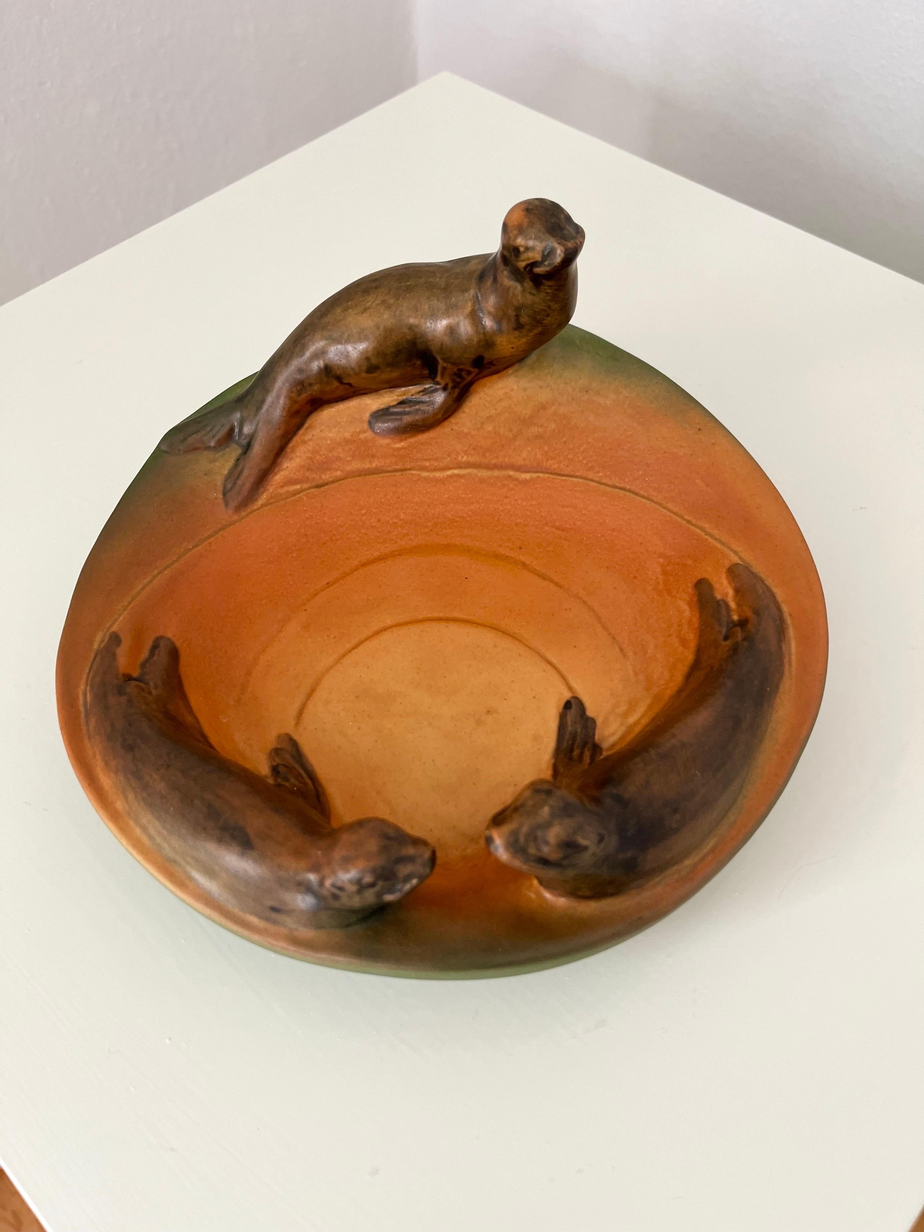 Danese Ciotola danese Art Nouveau con leoni marini di P. Ipsens Enke, 1910/1920 in vendita
