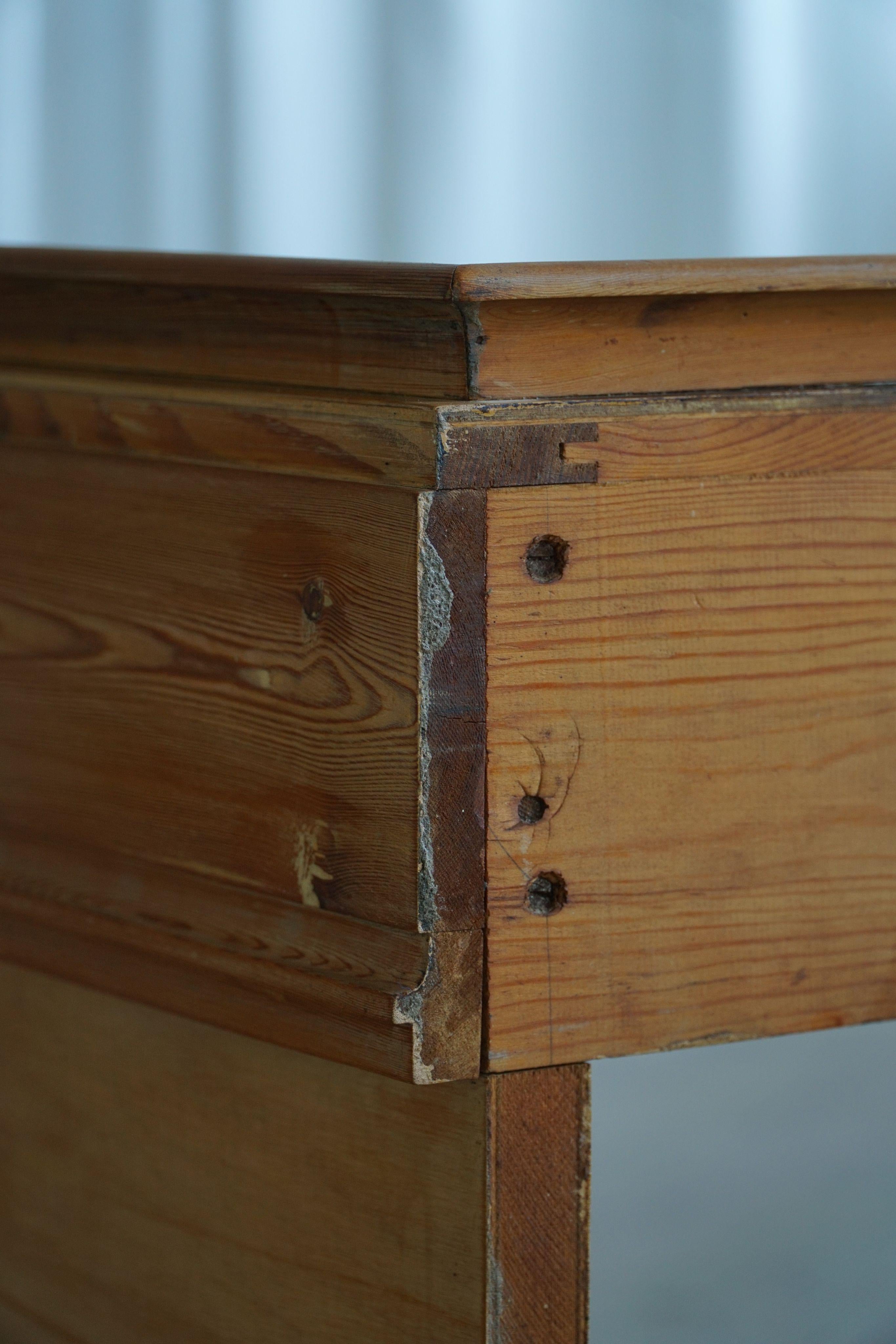 Danish Art Nouveau, Handcrafted Dressing Table / Desk in Pine, Early 20th C For Sale 4