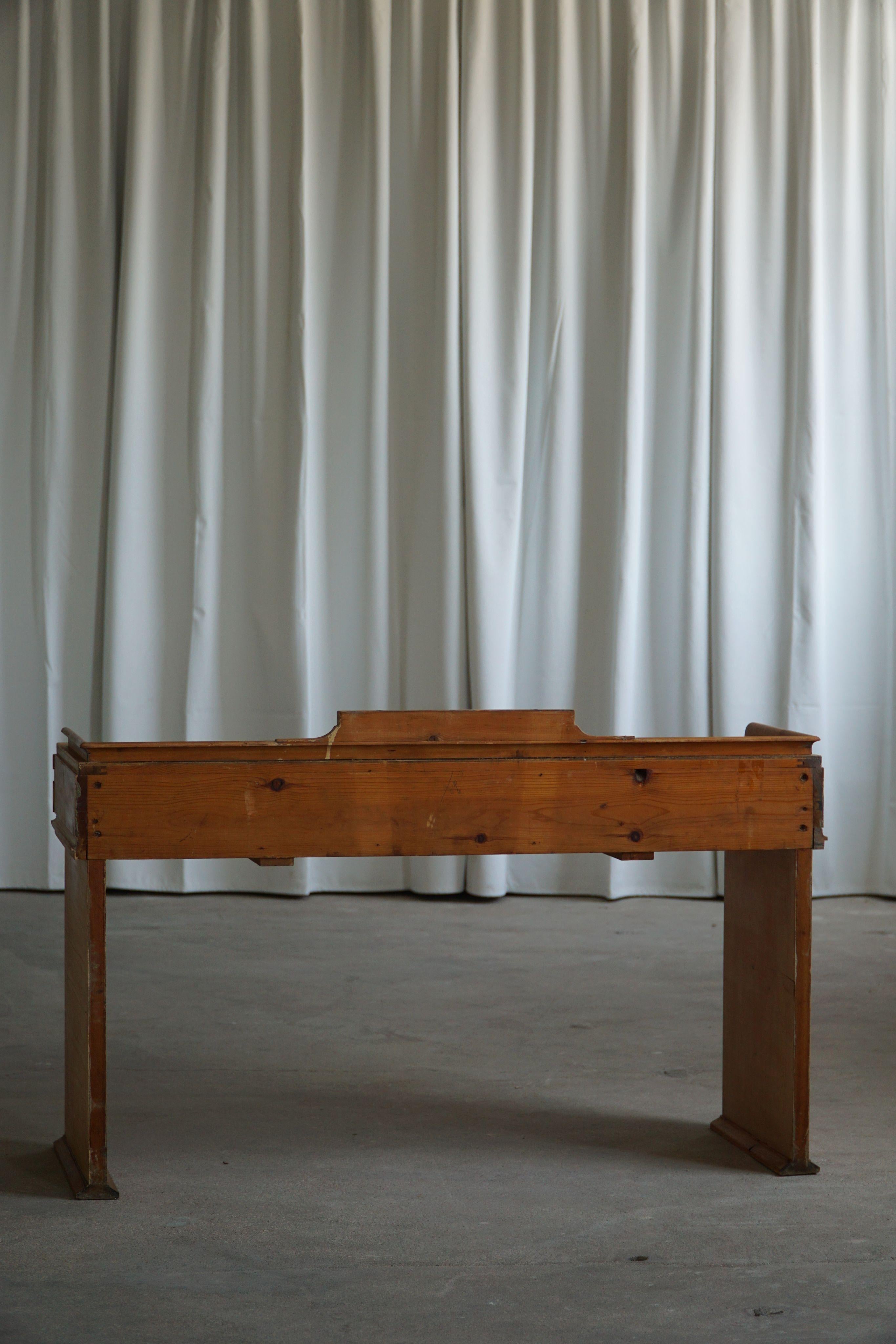 Danish Art Nouveau, Handcrafted Dressing Table / Desk in Pine, Early 20th C For Sale 8