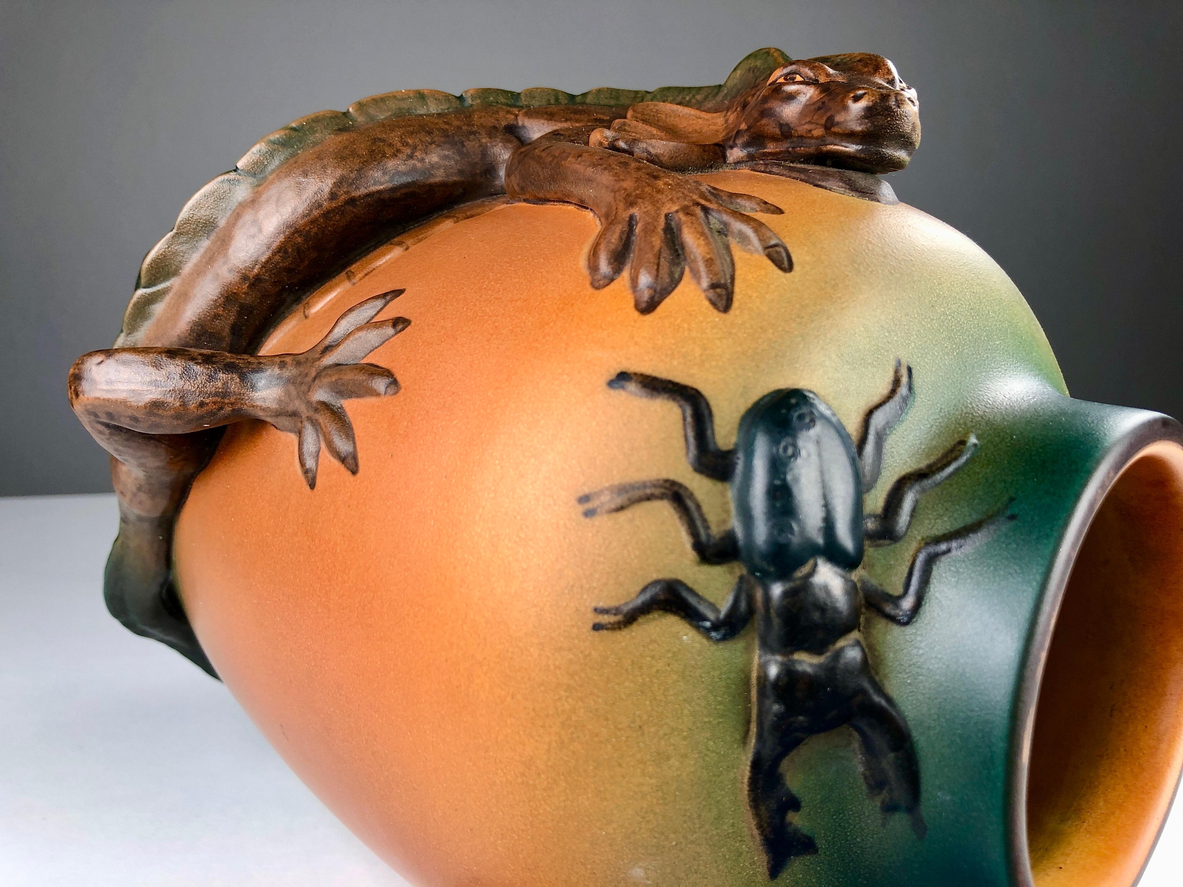 1890´s Danish Art Nouveau Lizard Vase by Lauritz Jensen for P. Ipsens Enke 2