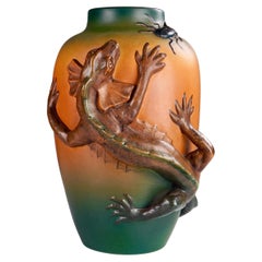 1890´s Danish Art Nouveau Lizard Vase by Lauritz Jensen for P. Ipsens Enke