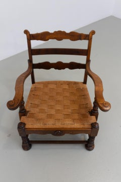 Sedia da salotto danese in stile Art Nouveau in Oak e corda di carta, anni '30.