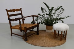 Danish Art Nouveau Lounge Chair in Oak and Papercord, 1930s.