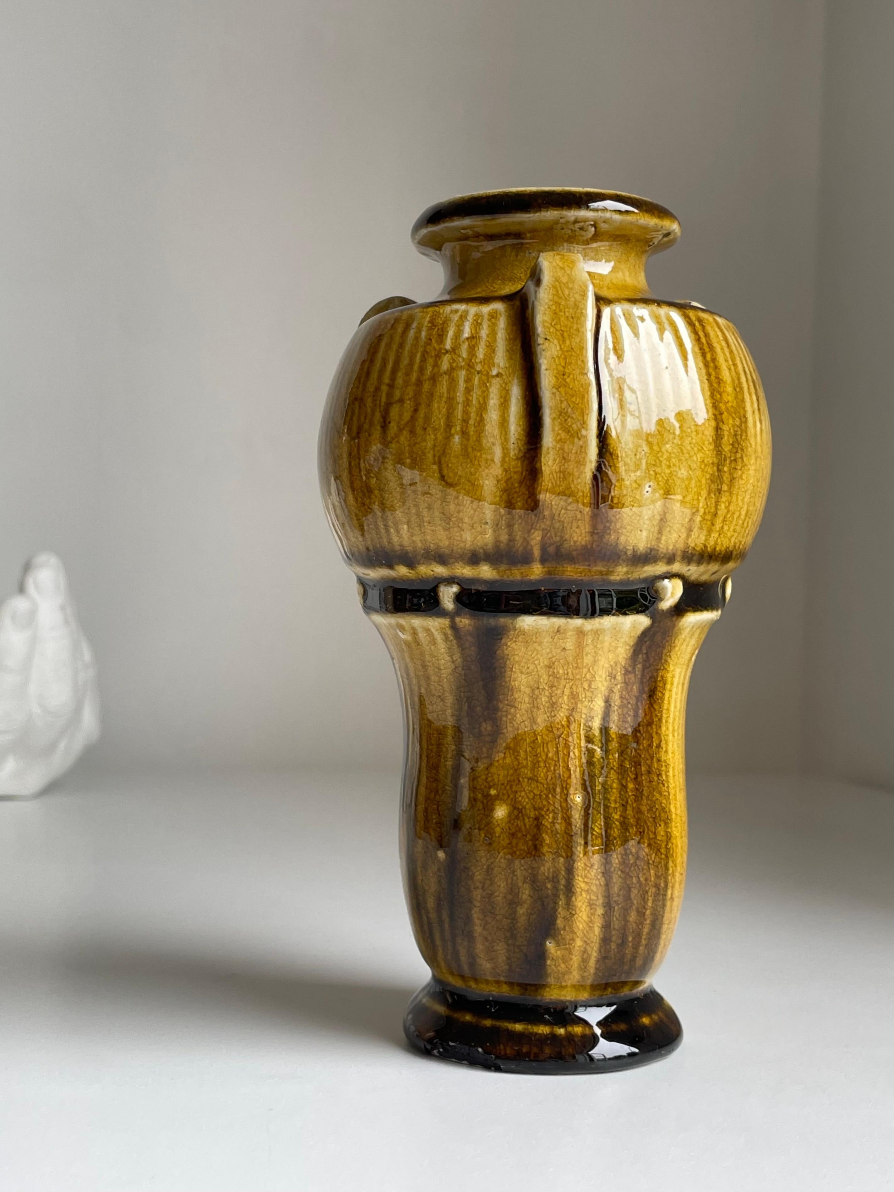 Danish Art Nouveau Ochre Brown Glazed Vase by Kähler, 1930s 9