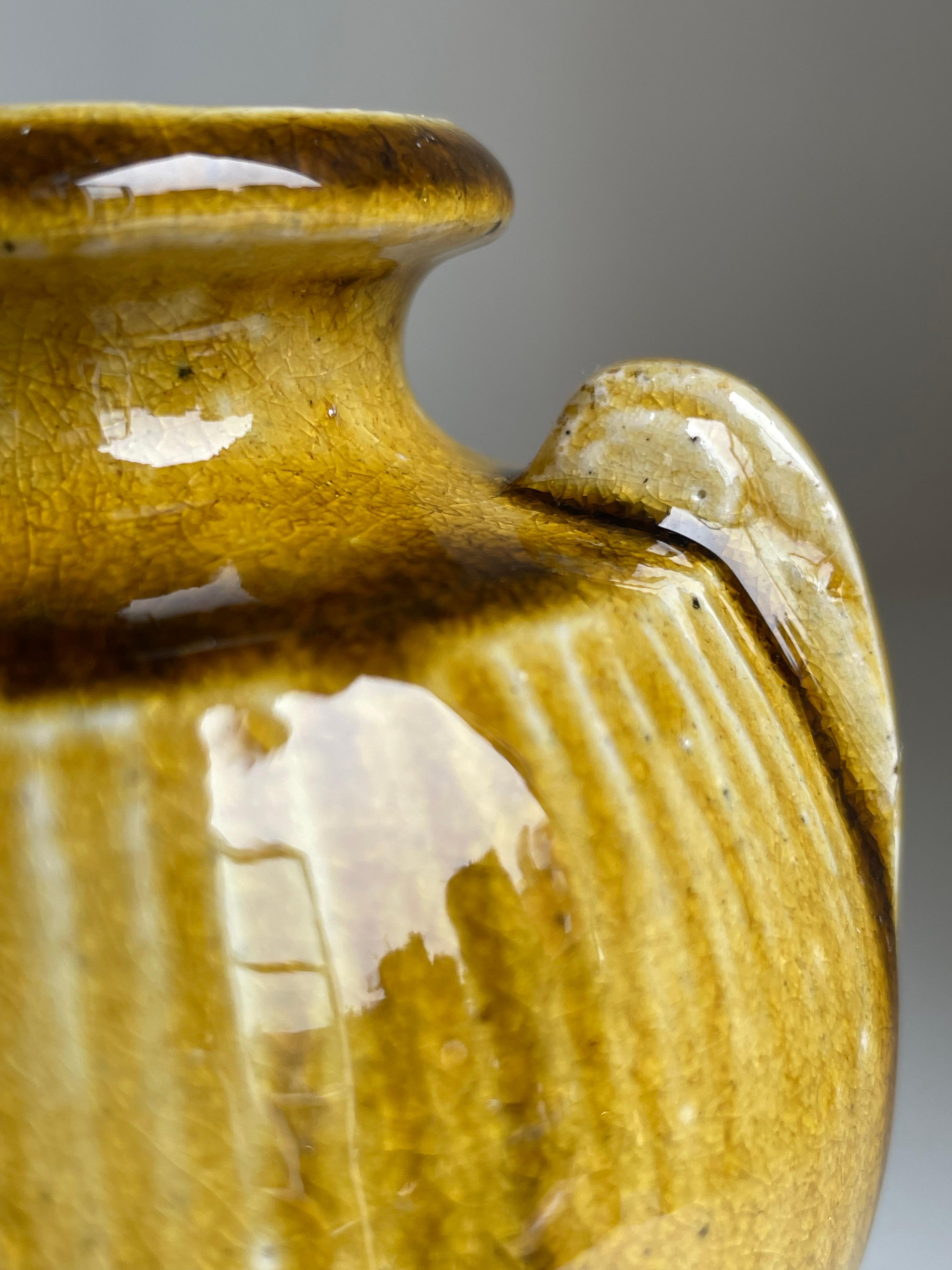 Danish Art Nouveau Ochre Brown Glazed Vase by Kähler, 1930s 3