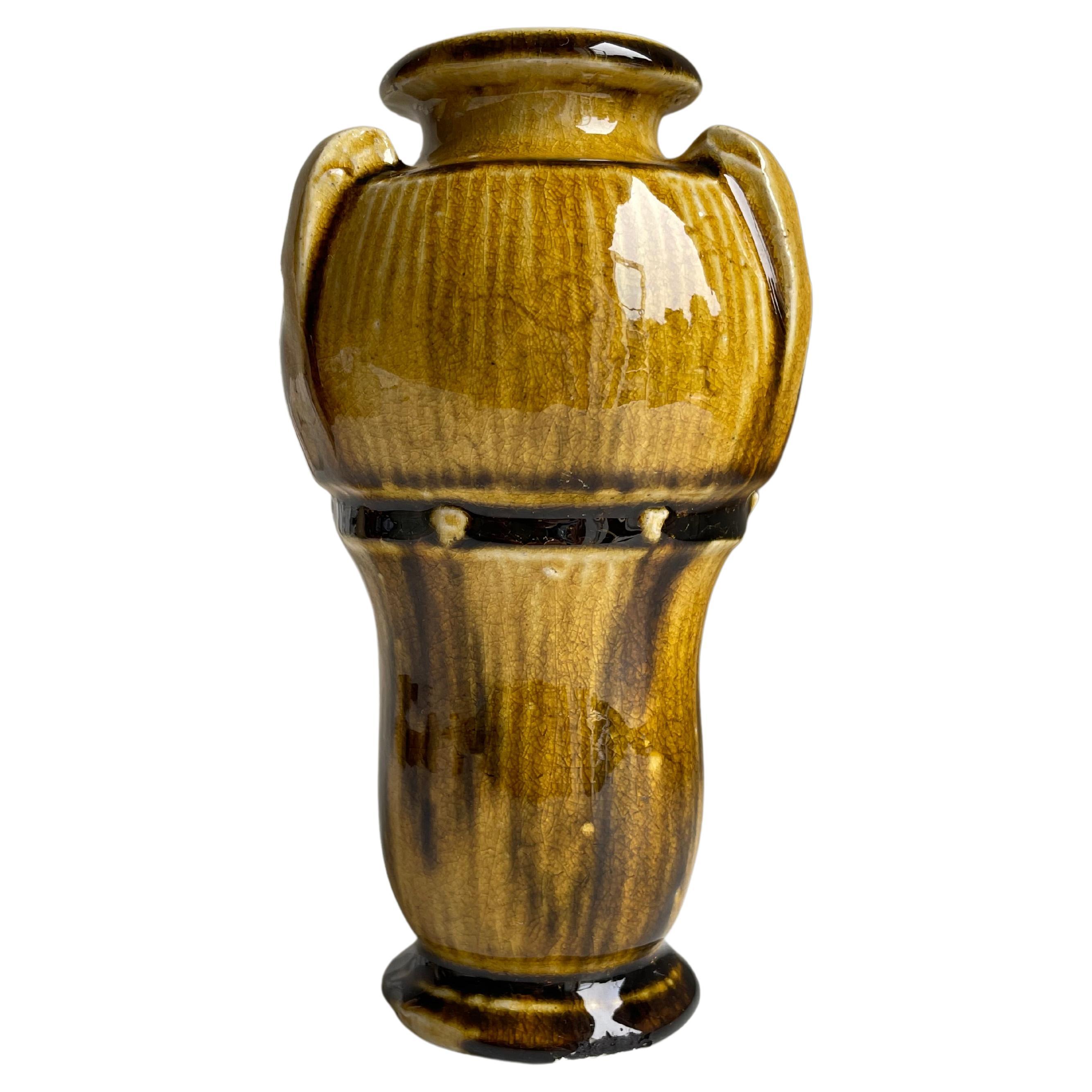 Danish Art Nouveau Ochre Brown Glazed Vase by Kähler, 1930s