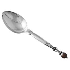 Vintage Danish Art Nouveau Silver Serving Spoon