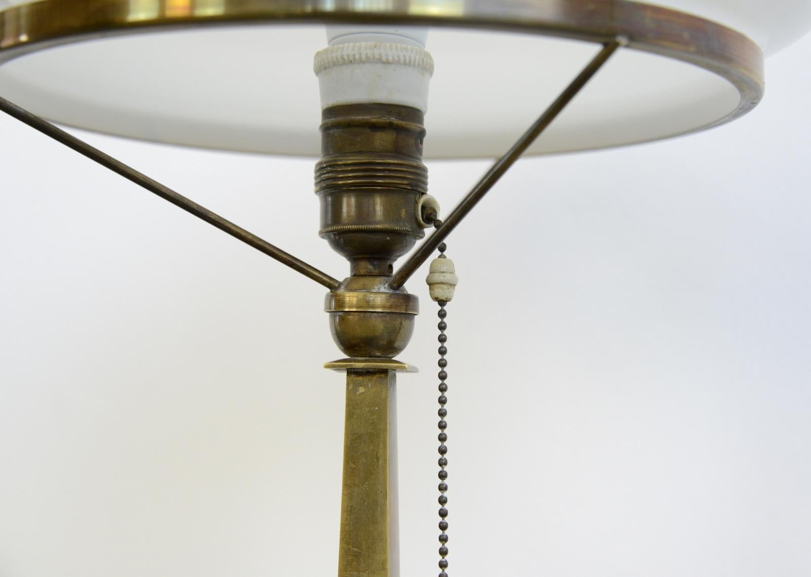 Brass Danish Art Nouveau Table Lamp, circa 1910