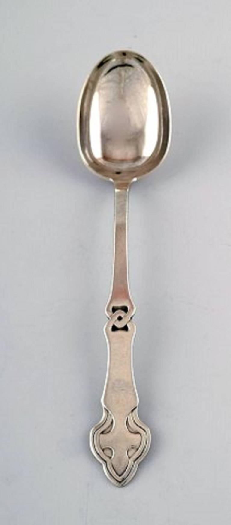 Danish Art Nouveau Two Serving Spoons, Silver, 1910s-1920s. In Good Condition For Sale In Copenhagen, DK