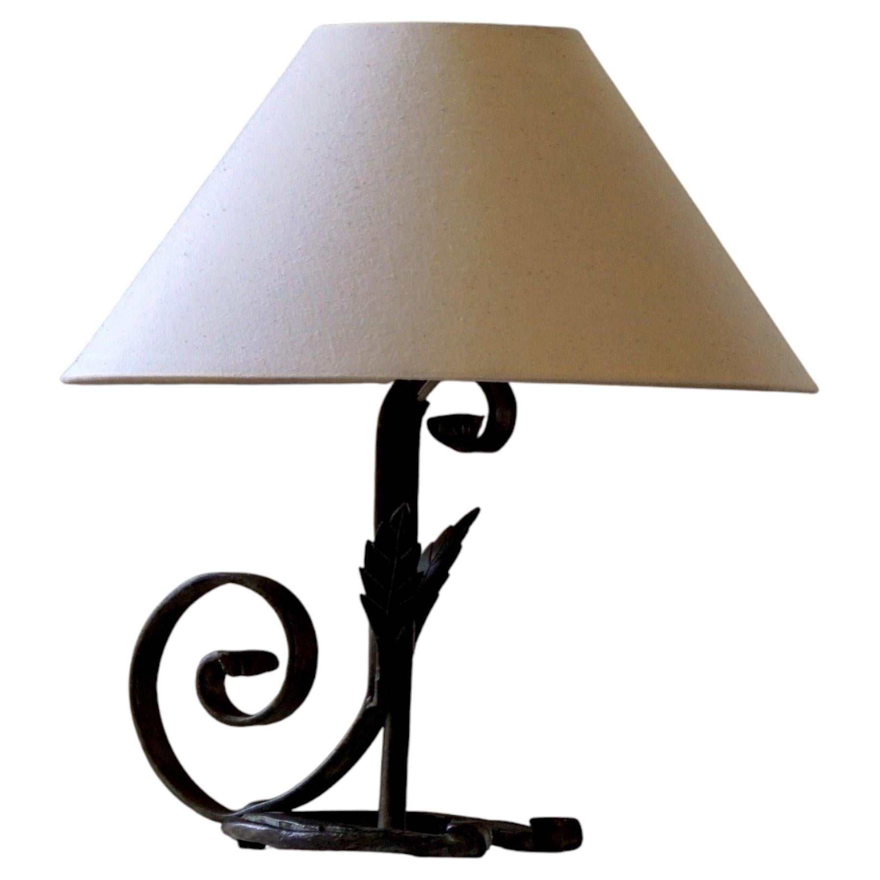 Danish Art Nouveau, Wrought Iron Table Lamp, Early 20th Century