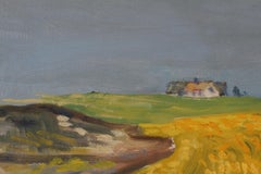 Danish Artist Axel P. Jensen Painting Landscape in Denmark Oil on Canvas, 1940s