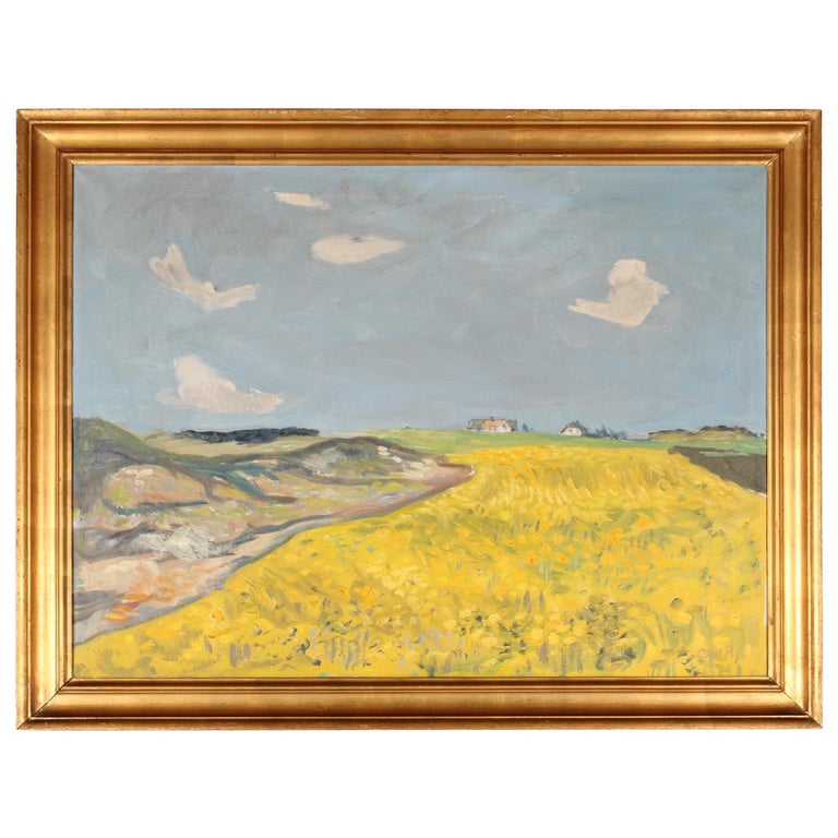 Danish Artist Axel P. Jensen Painting Landscape in Denmark Oil on