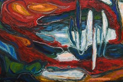 Danish Artist Johannes Obel (1932) Abstract Oilpainting 1960s.