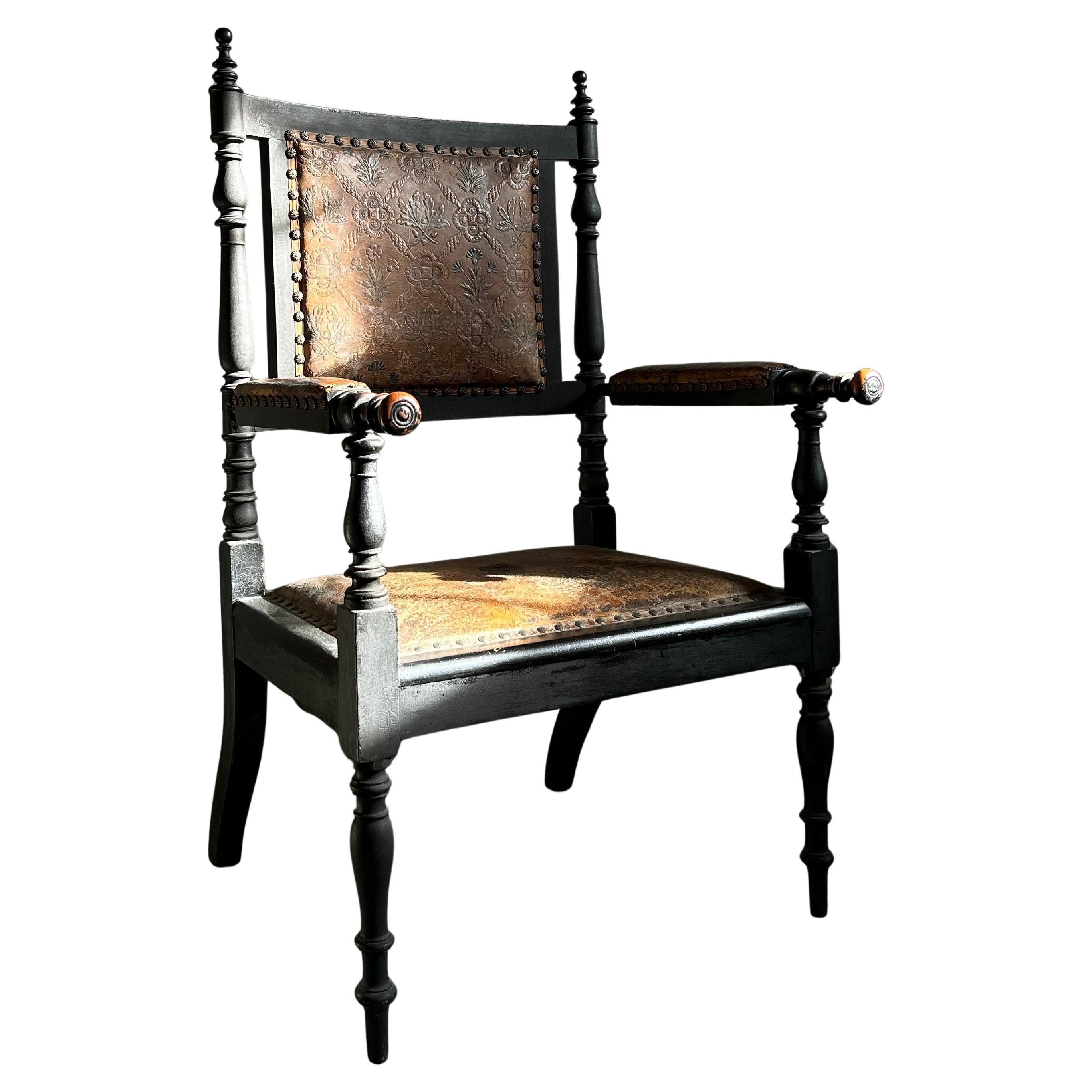 Danish Artist made Arts and Crafts Chair, Denmark 1890’s For Sale