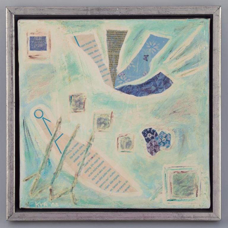 Danish artist. Mixed media on canvas. Abstract composition.
From the 2000s.
In perfect condition.
Signed and dated KVR 05.
In perfect condition.
Canvas dimensions: 30.0 cm x 30.0 cm.
Total dimensions: 33.5 cm x 33.5 cm x depth 3.0 cm.