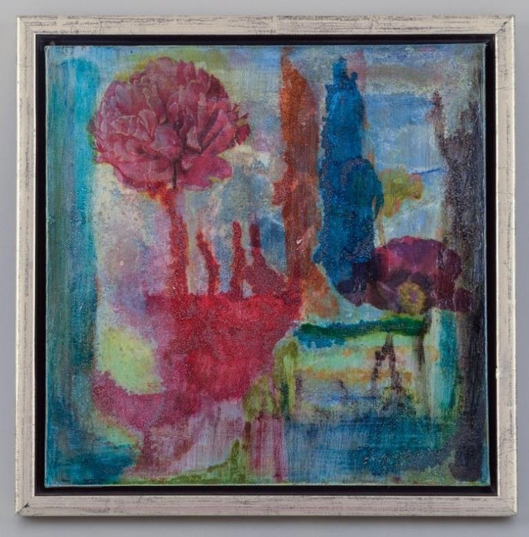 Danish artist. Mixed media on canvas. Abstract composition.
From the 2000s.
In perfect condition.
Canvas dimensions: 30.0 cm x 30.0 cm.
Total dimensions: 33.5 cm x 33.5 cm x depth 3.0 cm.