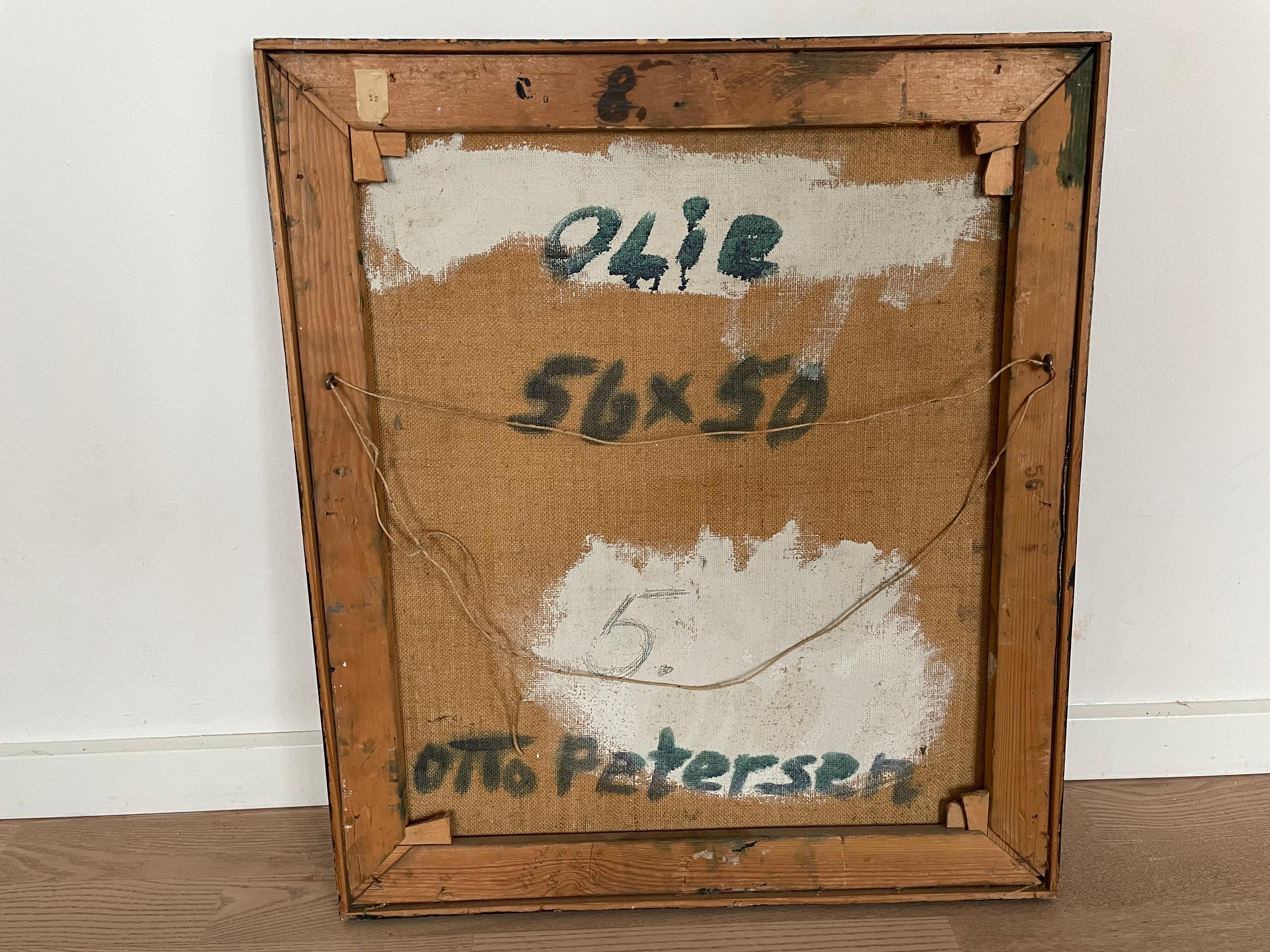 Danish Artist Otto Petersen, Mid-Century Modern Painting, 1960's In Good Condition For Sale In Copenhagen, DK